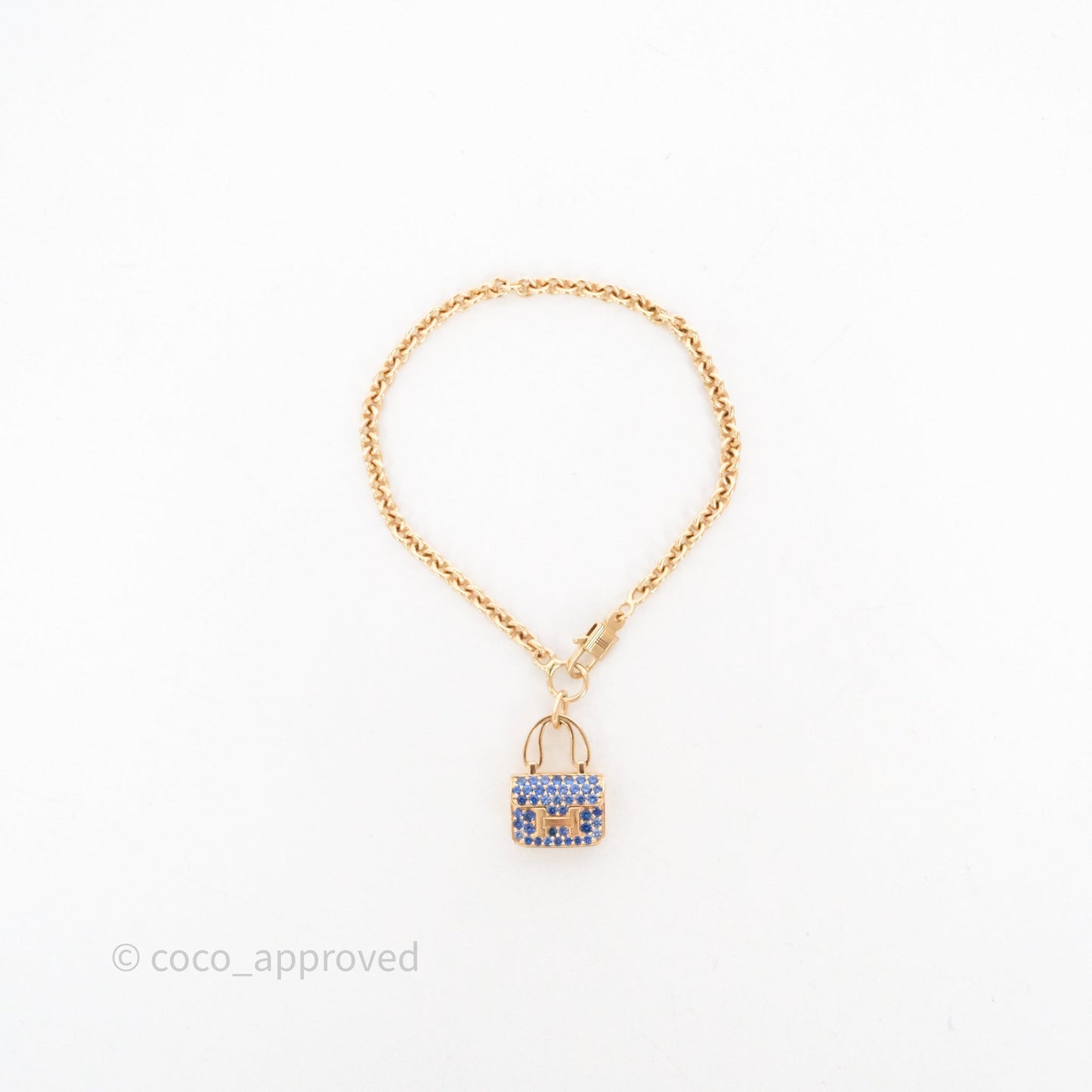 Hermès Amulettes Constance Bracelet Blue Sapphire Gemstones Rose Gold