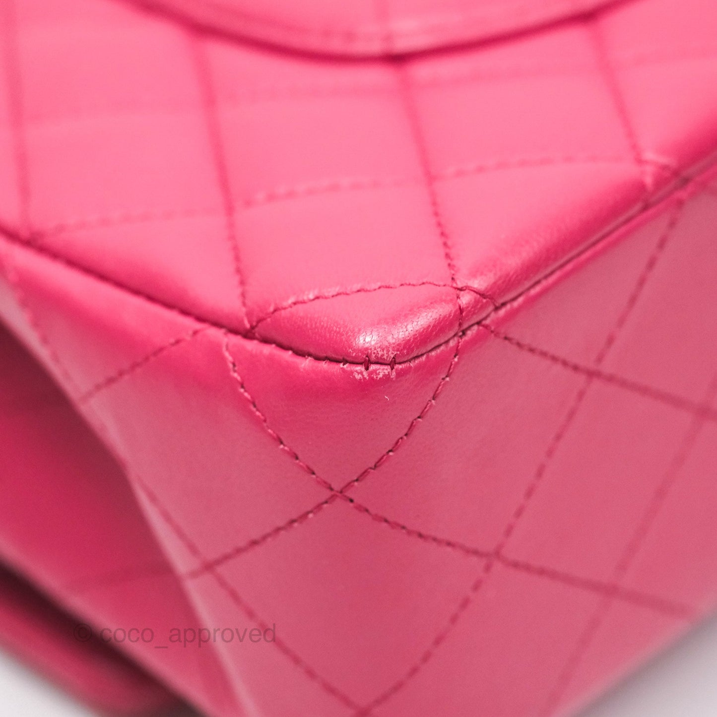 Chanel Classic M/L Medium Flap Quilted Dark Pink Lambskin Silver Hardware