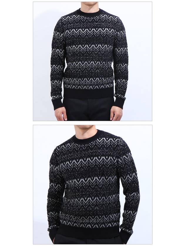 Luxury Saint Laurent Striped Pattern Wool Knit Top