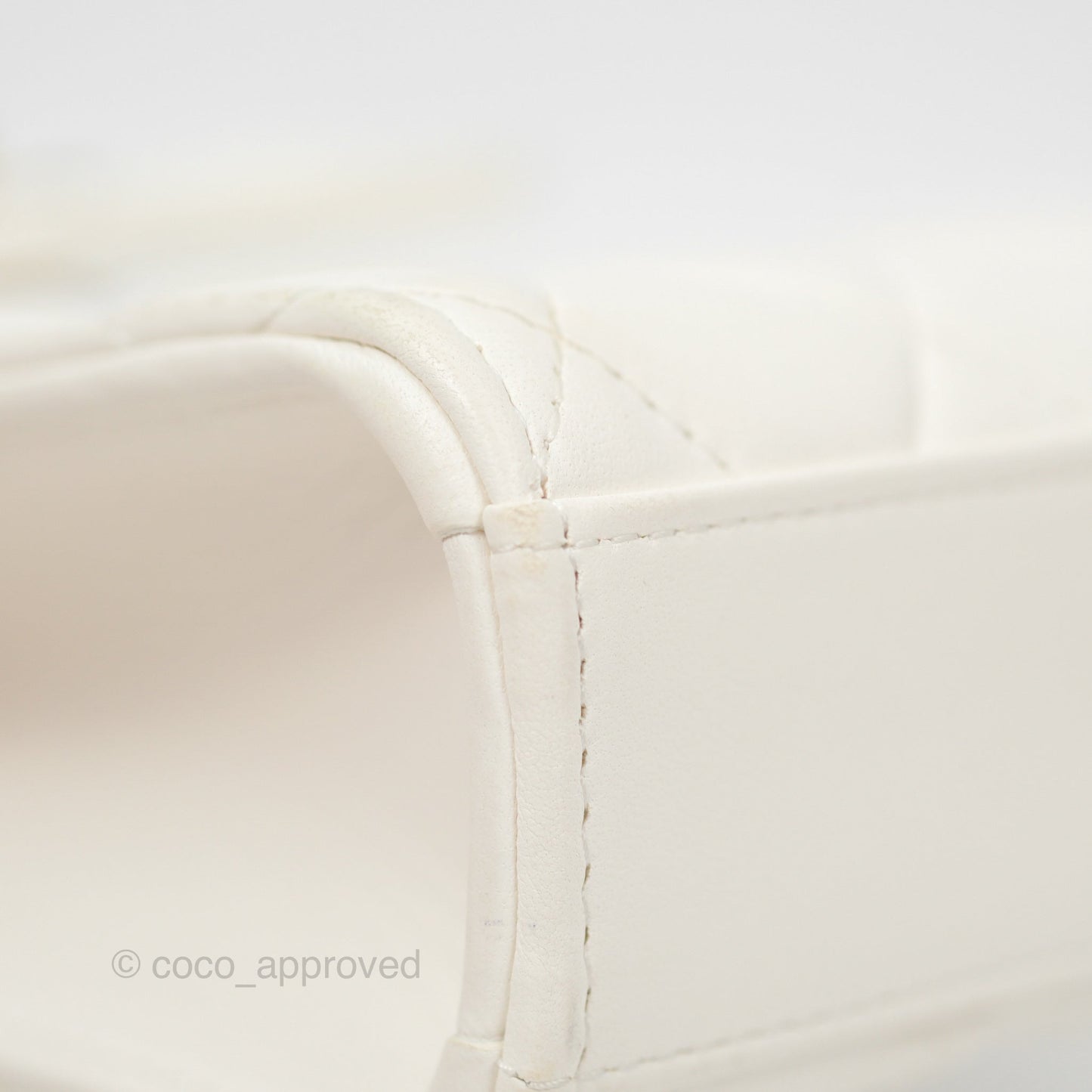 Chanel Quilted Pearl Crush Phone Holder With Chain White Lambskin