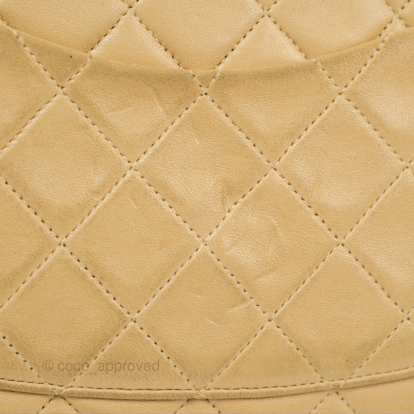Chanel Vintage Medium Classic Flap Beige Lambskin 24K Gold Hardware