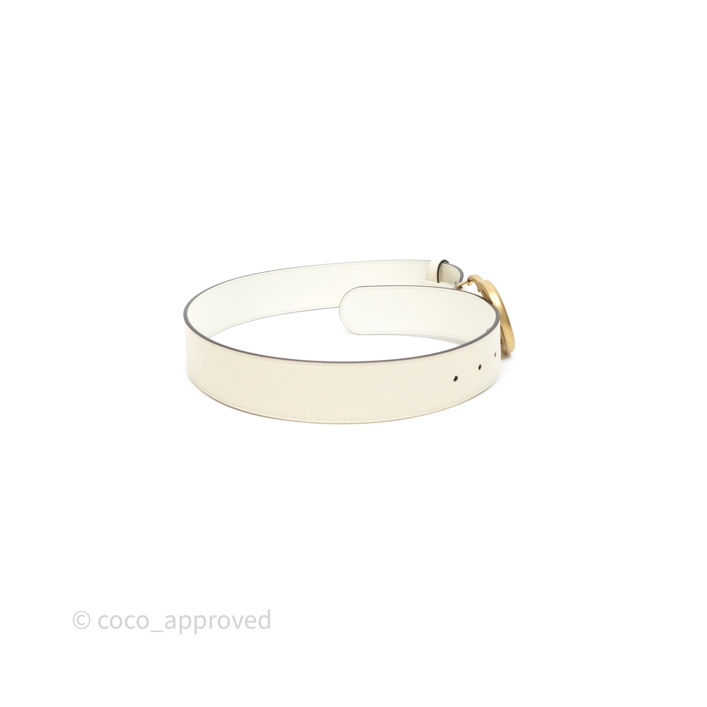 Gucci Double GG 20mm Belt 75 30 White Calfskin