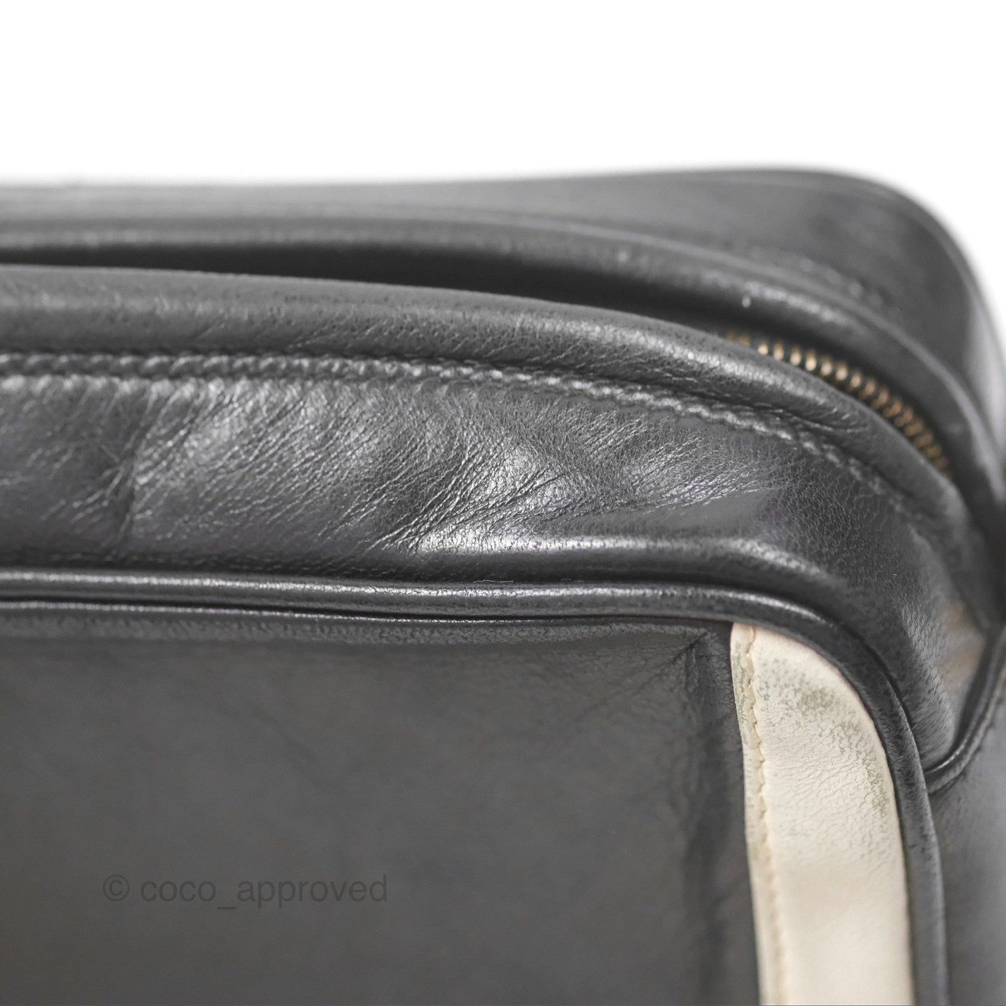Chanel Vintage White CC Camera Bag Black Lambskin Gold Hardware