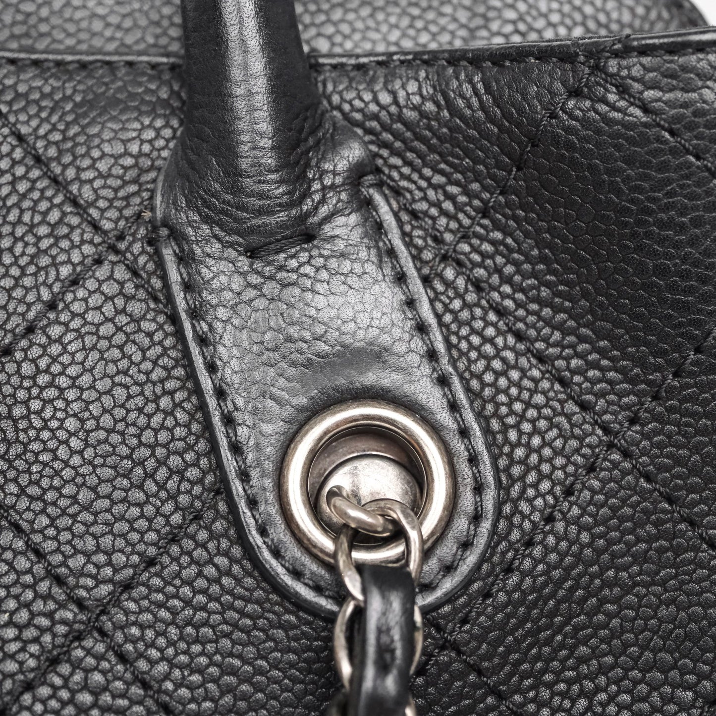 Chanel Quilted Shopping Tote Black Caviar Ruthenium Hardware