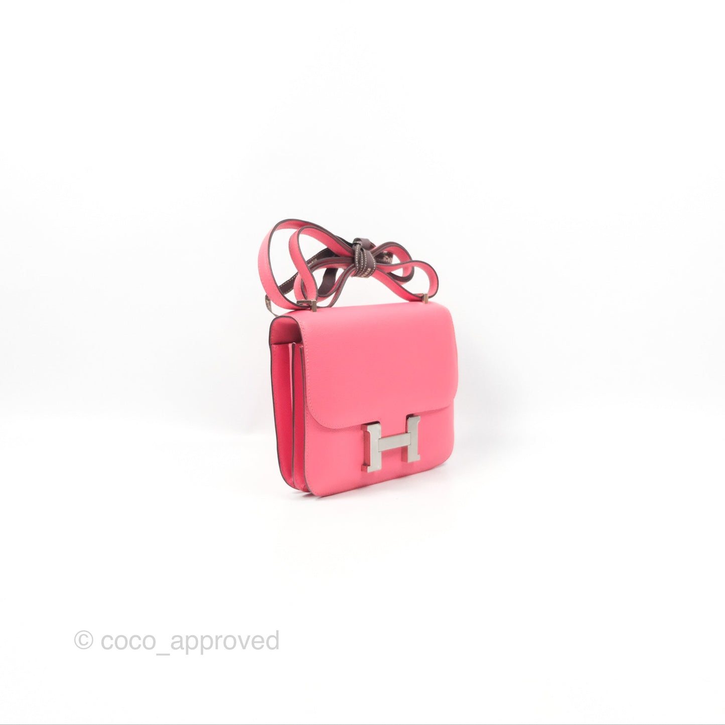 Hermès Constance Mini 18 Rose Azalee Evercolor Palladium Hardware