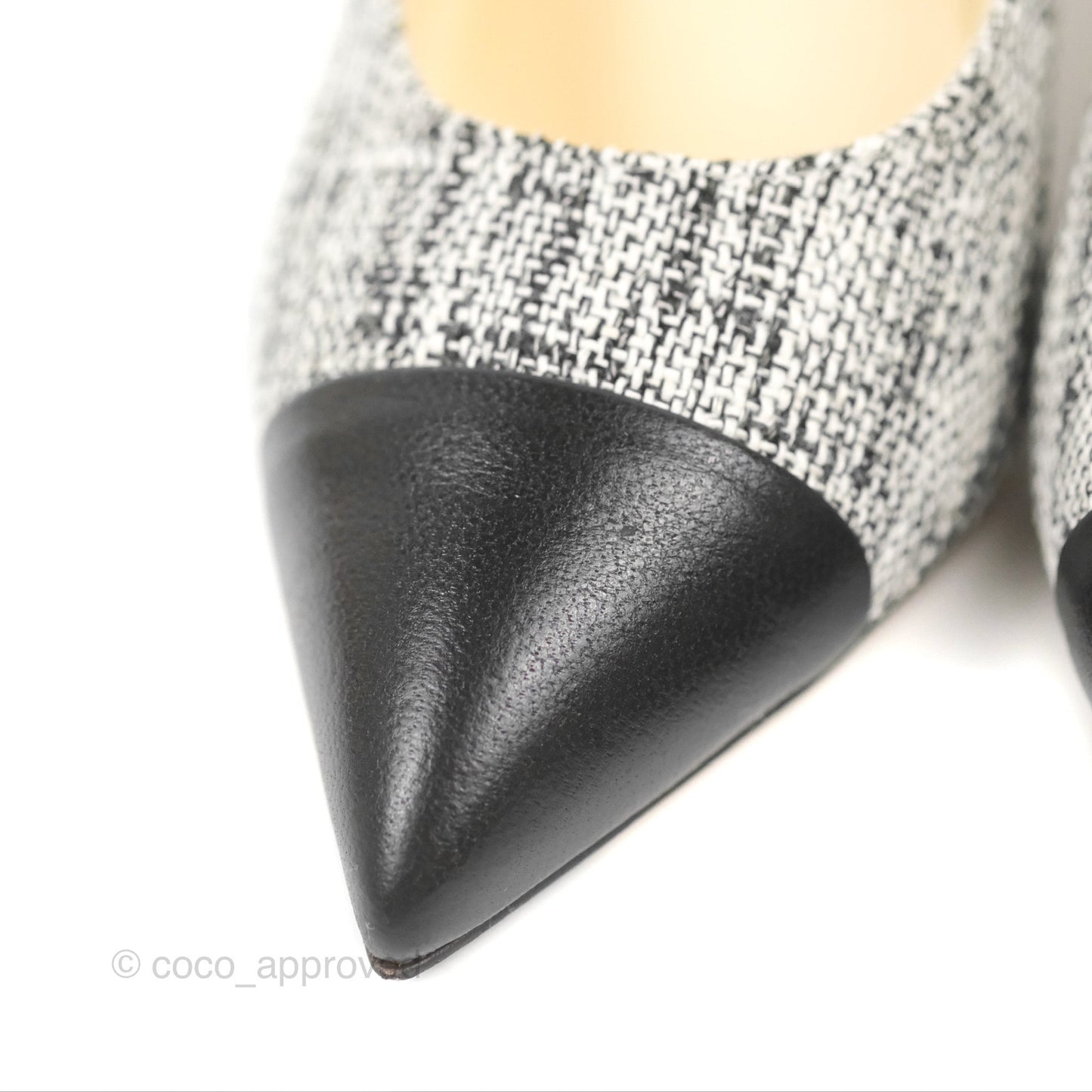 Chanel Classic Tweed And Black Calfskin Heels Size 38.5
