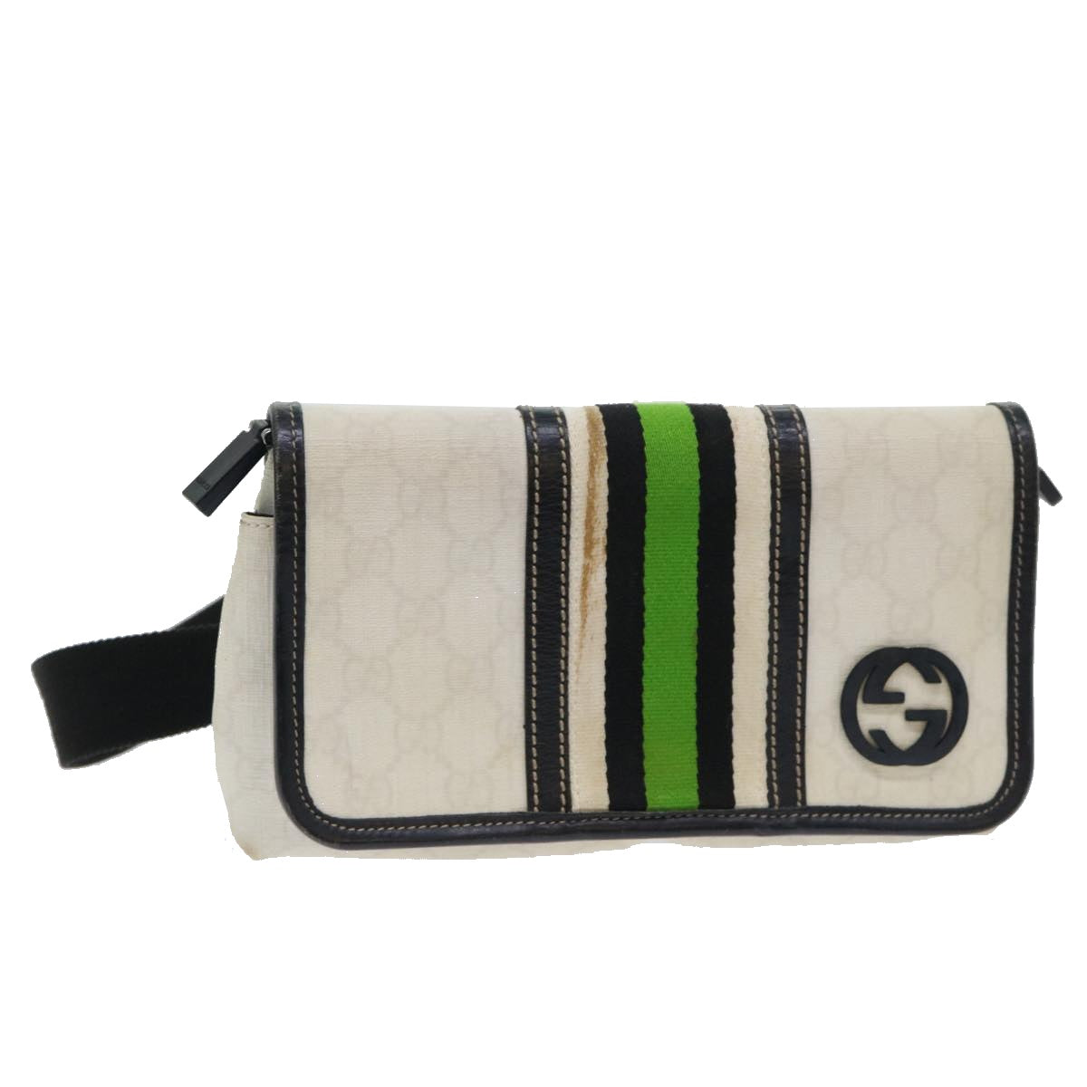 Luxury Gucci GG Supreme Sherry Line Shoulder Bag White Green black 181064  53644