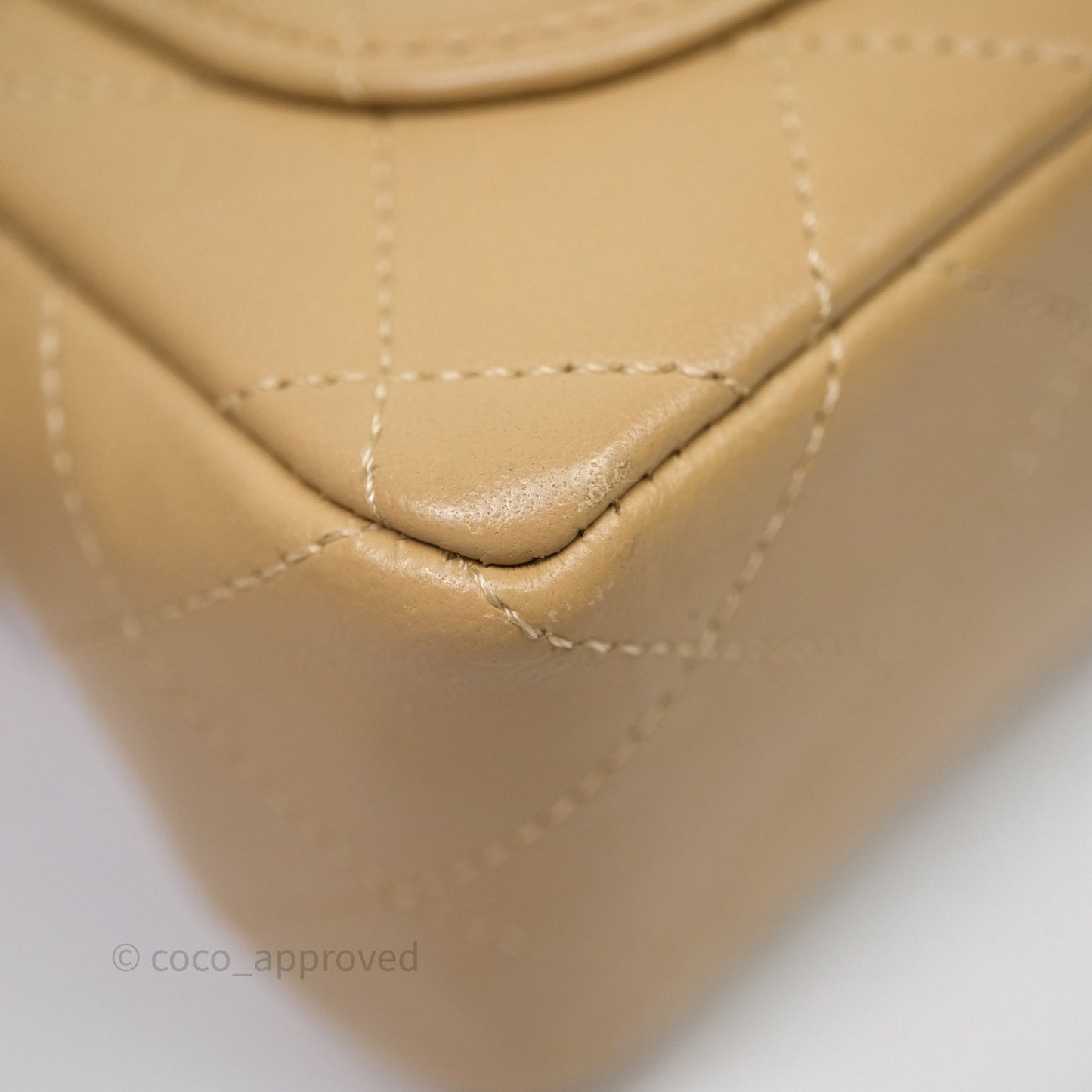 Chanel Vintage Mini Flap Bag Beige Lambskin Gold Hardware