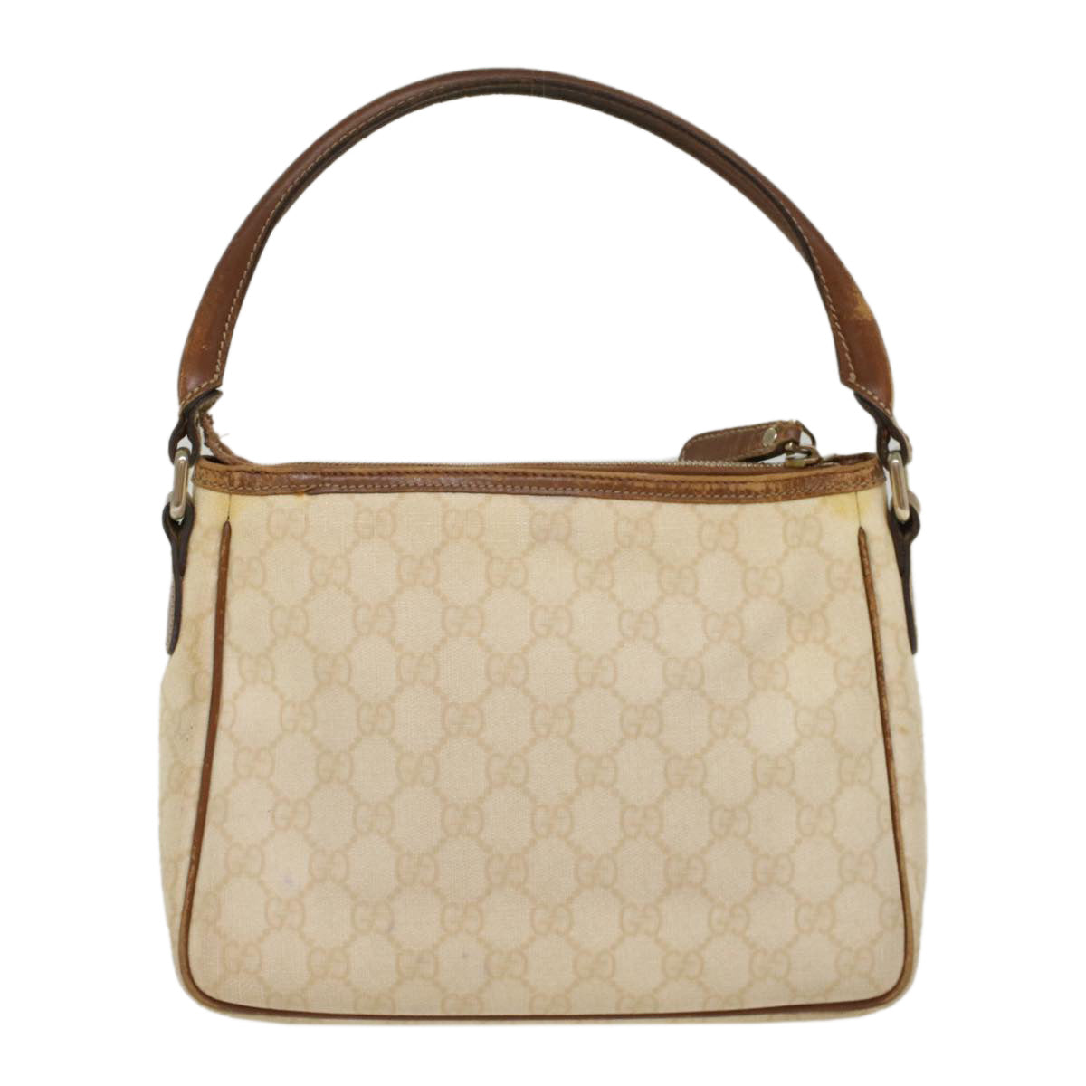 Luxury Gucci GG Canvas Shoulder Bag PVC Leather White Brown  53649