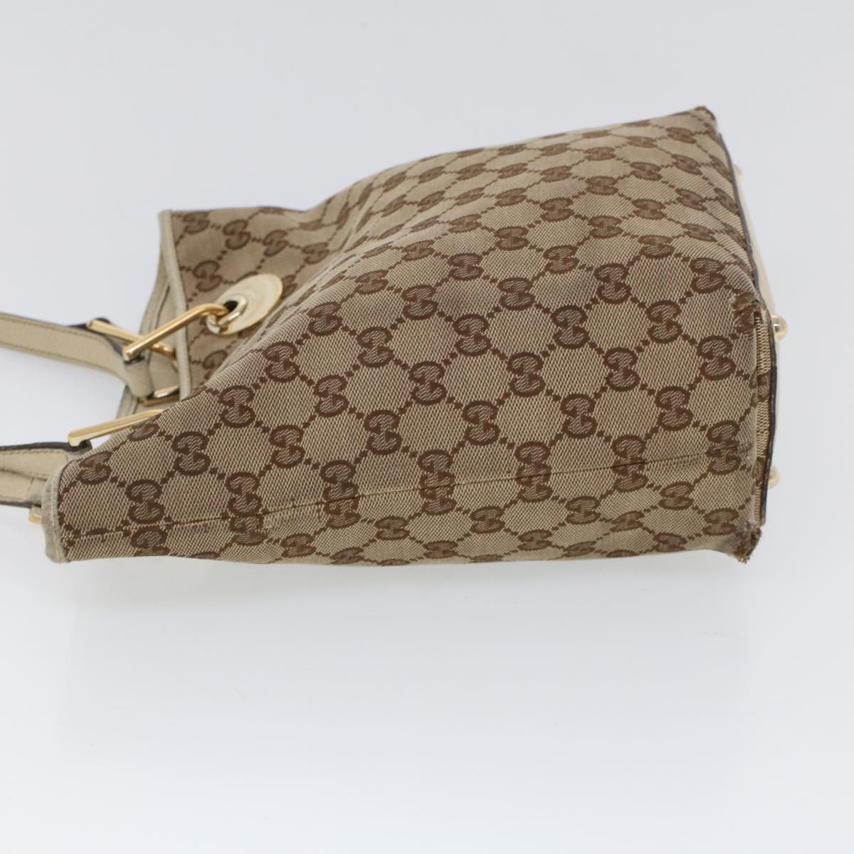 Luxury Gucci GG Canvas Hand Bag Canvas Leather Beige White  53654
