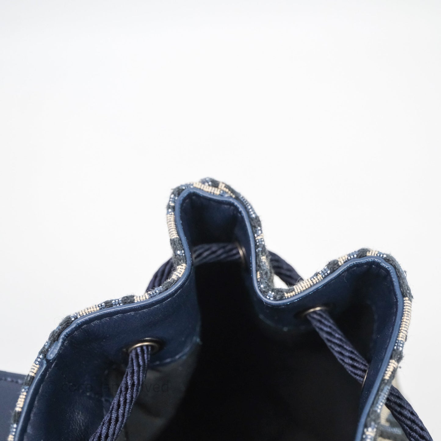 Christian Dior Mini Backpack Oblique Jacquard Beige and Blue