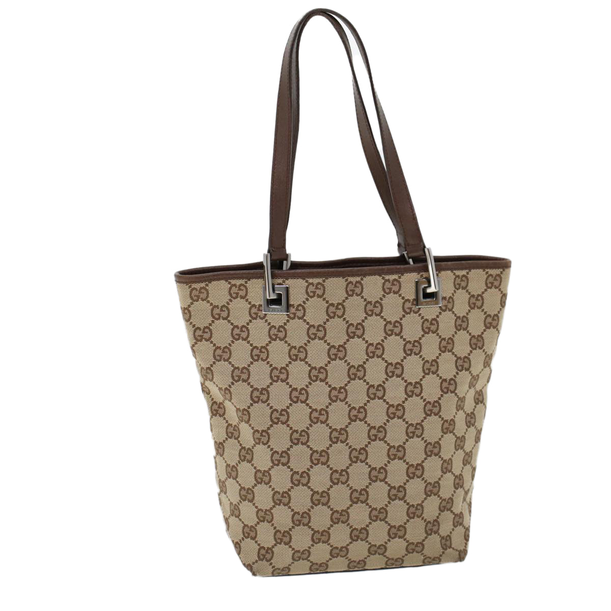 Luxury Gucci GG Canvas Hand Bag Canvas Leather Beige Brown  53655