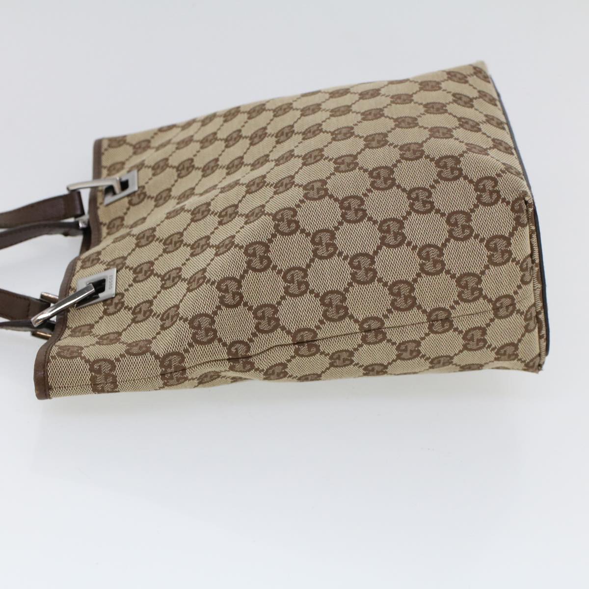 Luxury Gucci GG Canvas Hand Bag Canvas Leather Beige Brown  53655