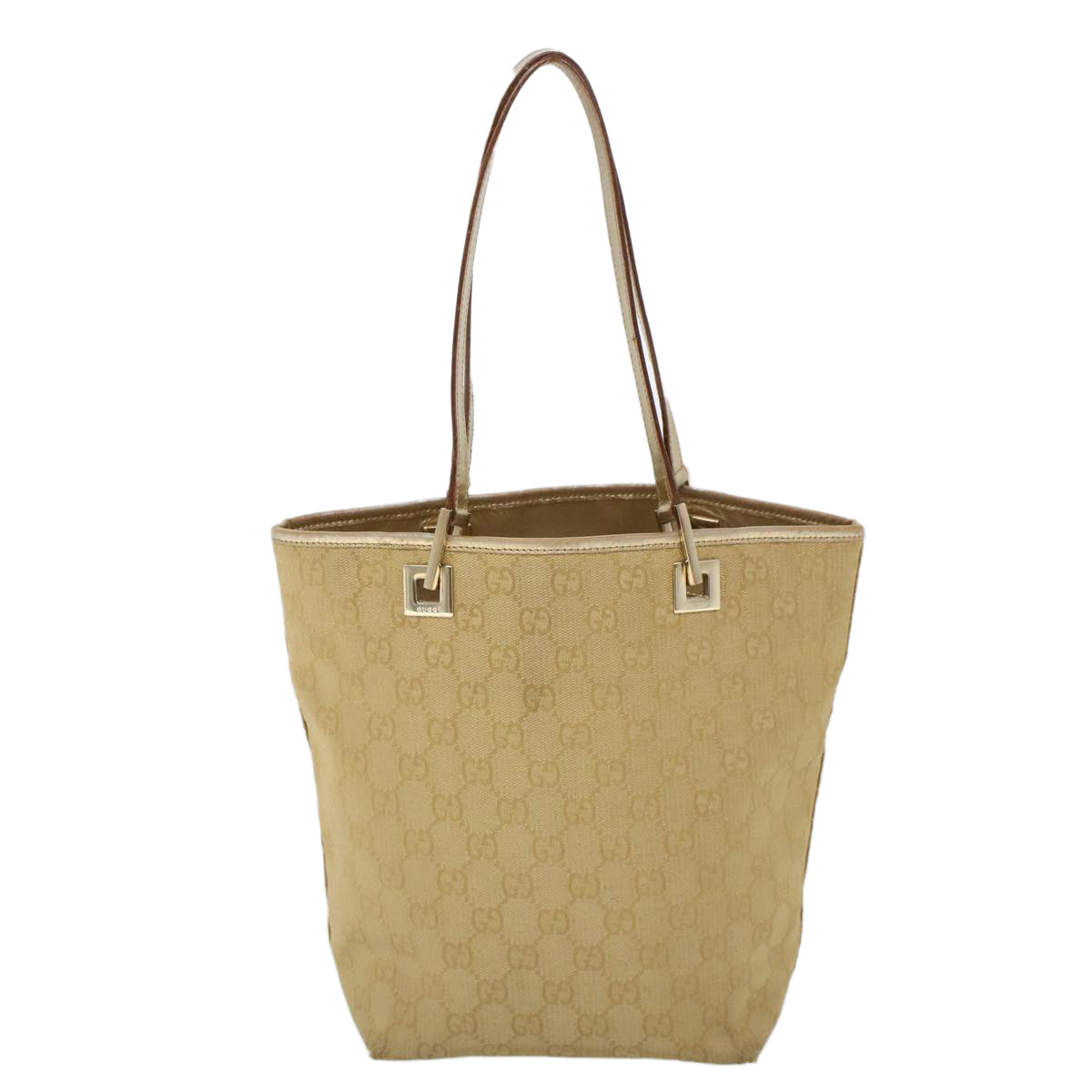 Luxury Gucci GG Canvas Hand Bag Canvas Leather Gold  53657