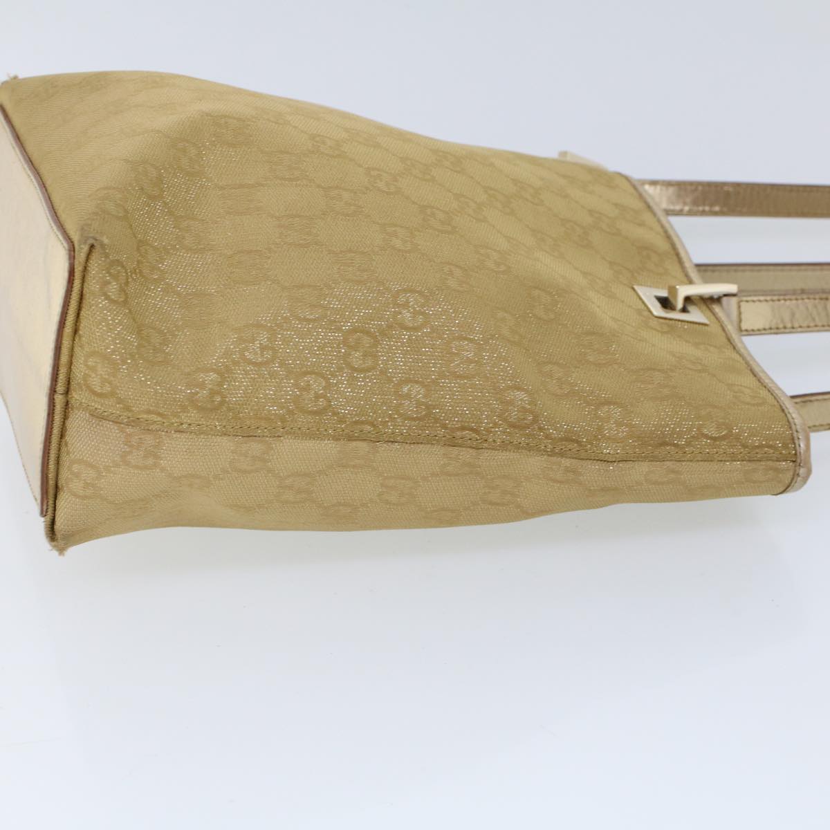 Luxury Gucci GG Canvas Hand Bag Canvas Leather Gold  53657