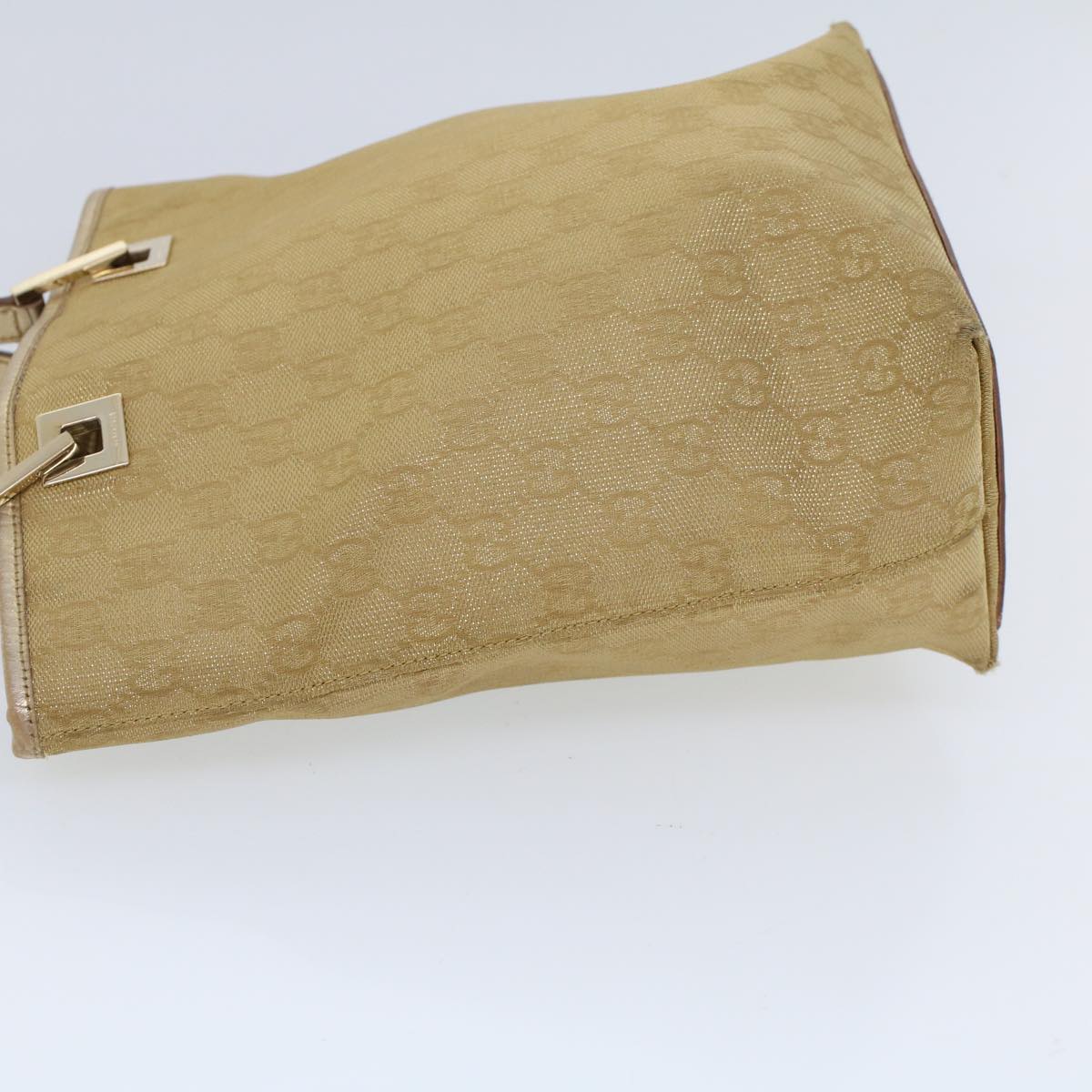 Luxury Gucci GG Canvas Hand Bag Canvas Leather Gold  53657