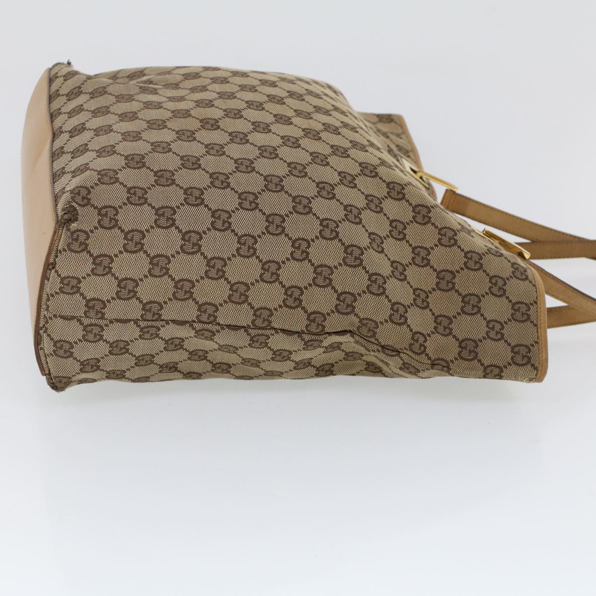 Luxury Gucci GG Canvas Hand Bag Canvas Leather Beige Brown  53658