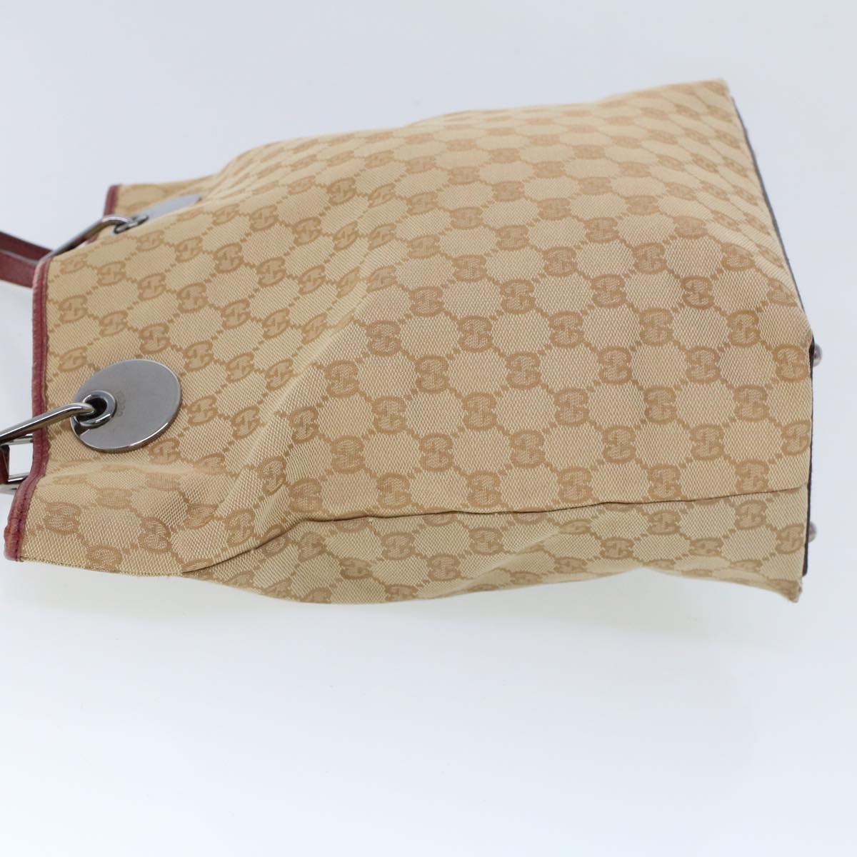 Luxury Gucci GG Canvas Hand Bag Canvas Leather Beige Red  53659