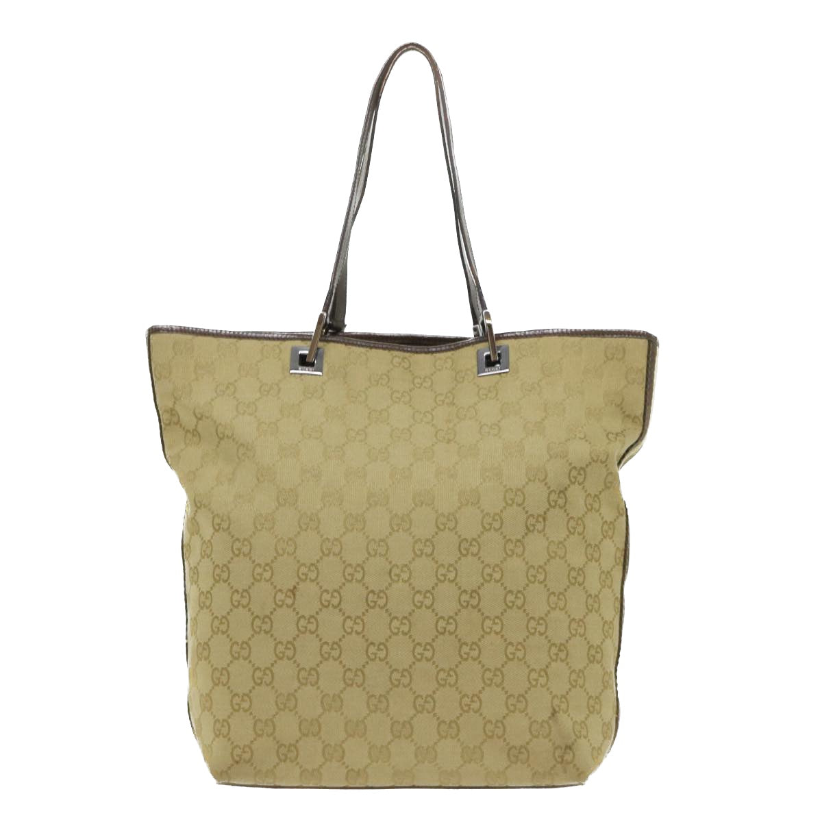 Luxury Gucci GG Canvas Sherry Line Tote Bag Canvas Leather Beige Brown  53660