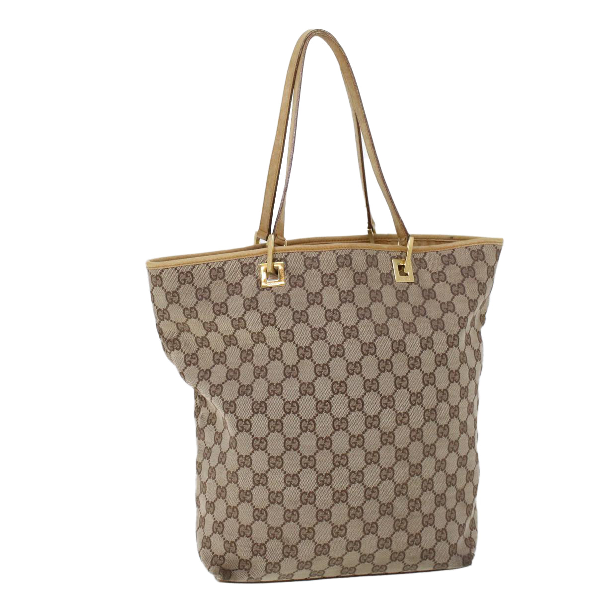 Luxury Gucci GG Canvas Hand Bag Canvas Leather Beige Brown  53661