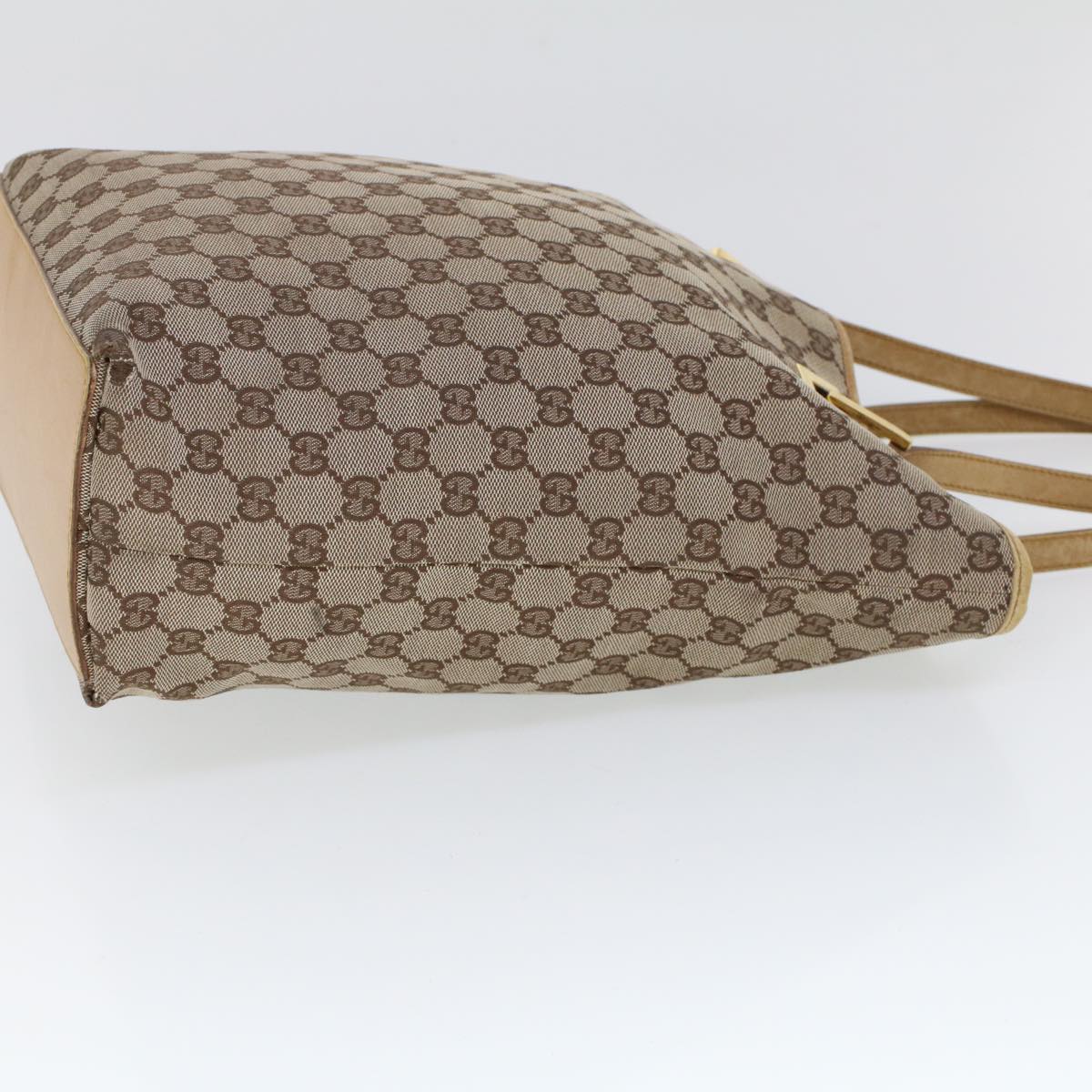 Luxury Gucci GG Canvas Hand Bag Canvas Leather Beige Brown  53661
