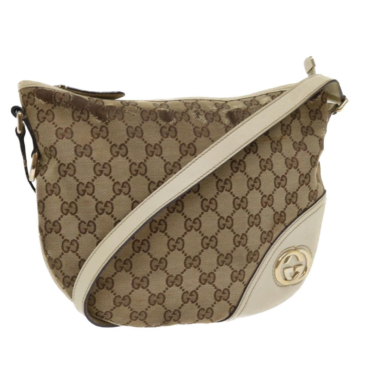 Luxury Gucci GG Canvas Shoulder Bag Beige White  53663