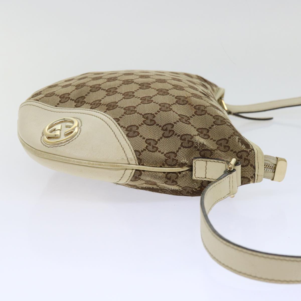 Luxury Gucci GG Canvas Shoulder Bag Beige White  53663
