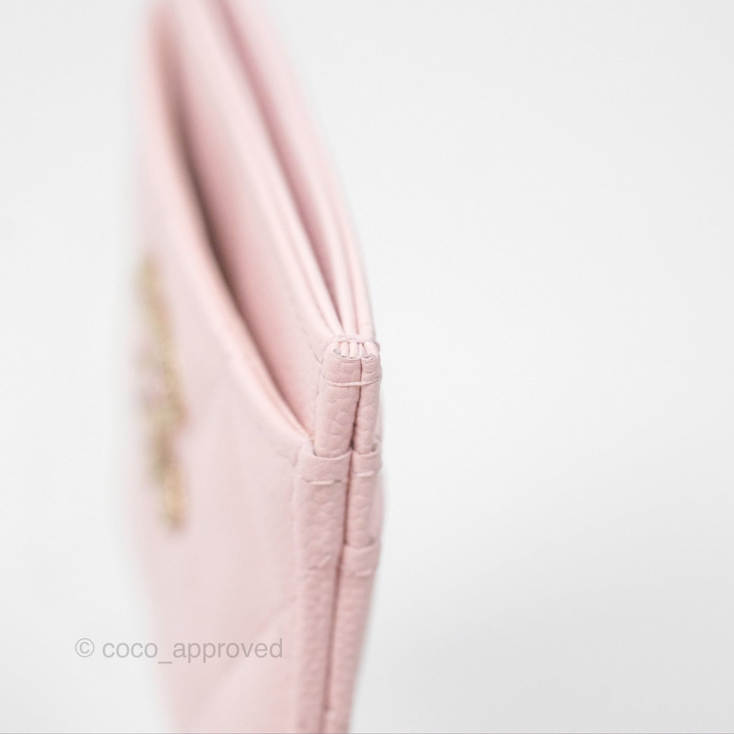 Chanel Quilted Flat Card Holder Light Pink Caviar