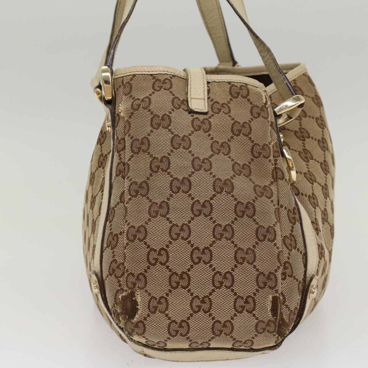 Luxury Gucci GG Canvas Tote Bag Beige White  53667
