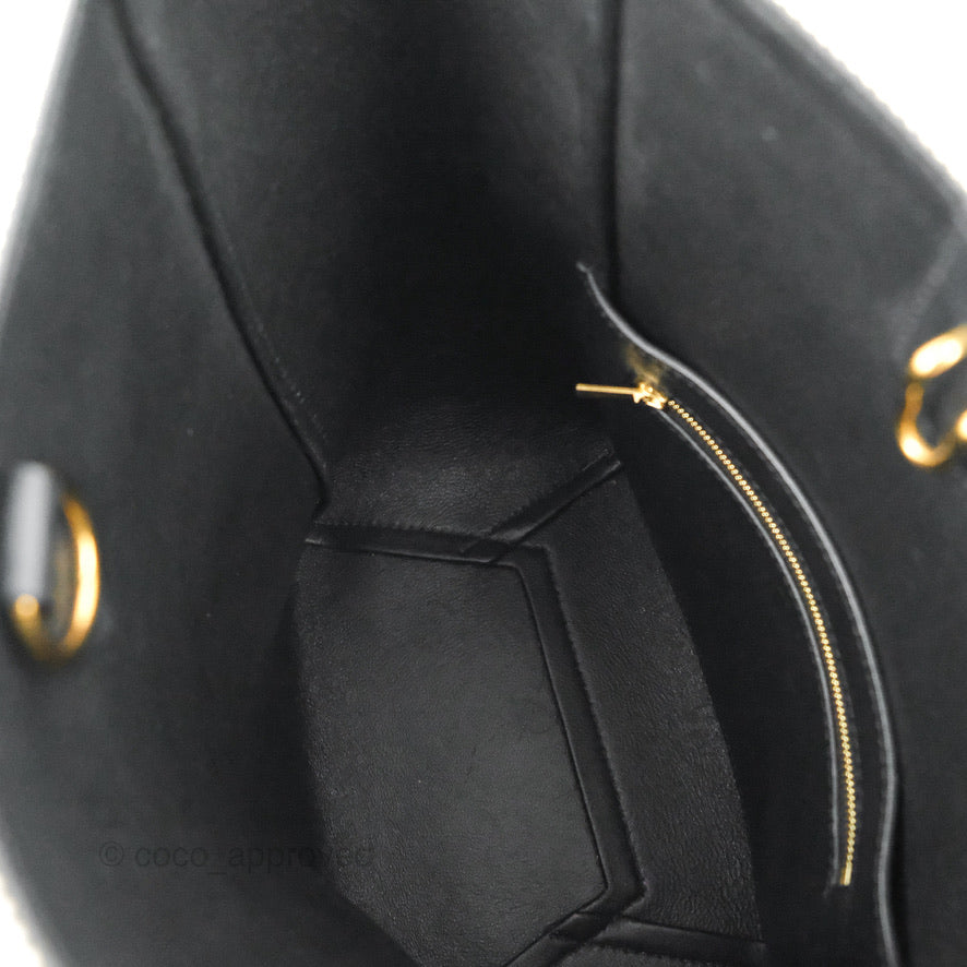 Celine Small Sangle Bucket Bag Black/Grey Textiles Gold Hardware