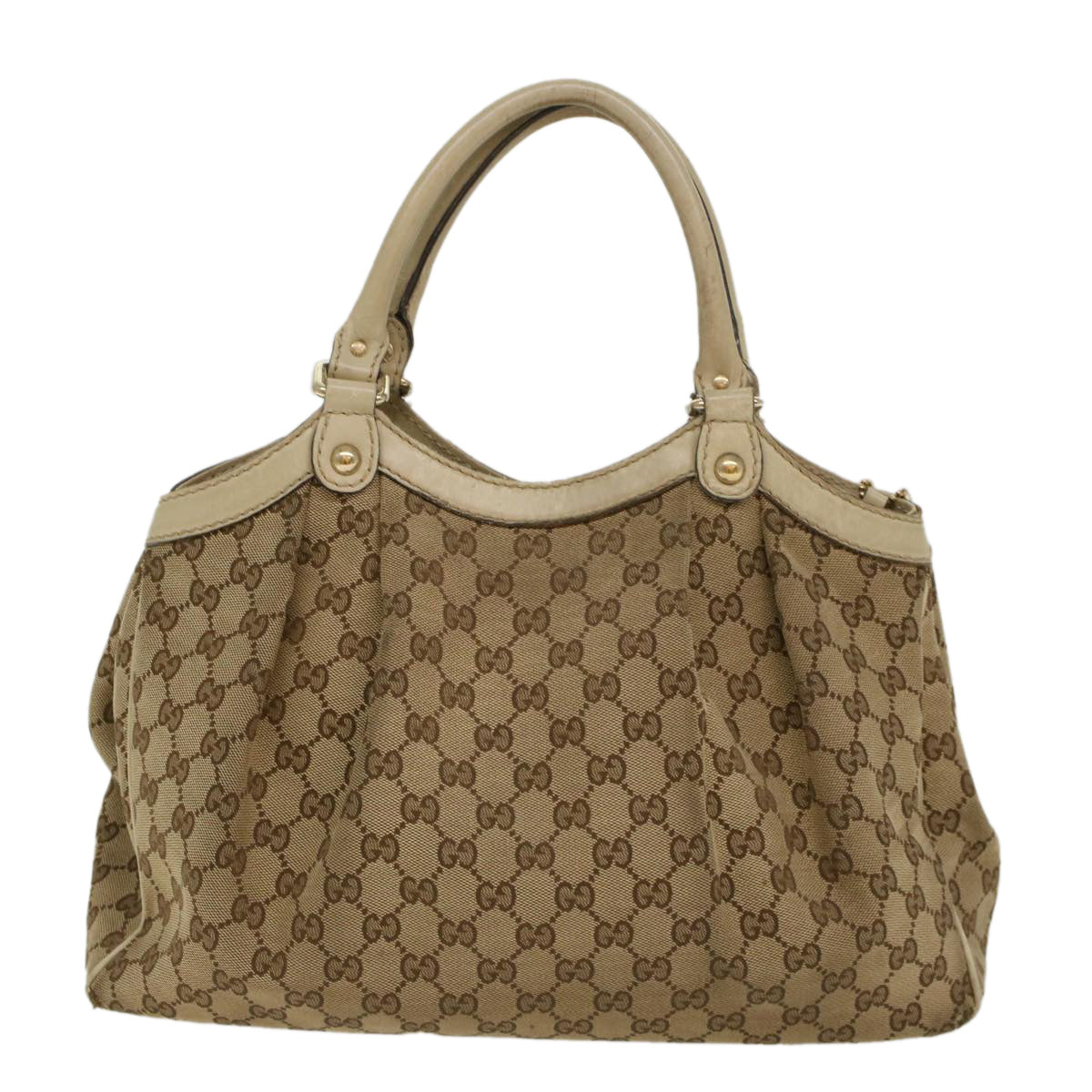 Luxury Gucci GG Canvas Hand Bag Beige White  53669