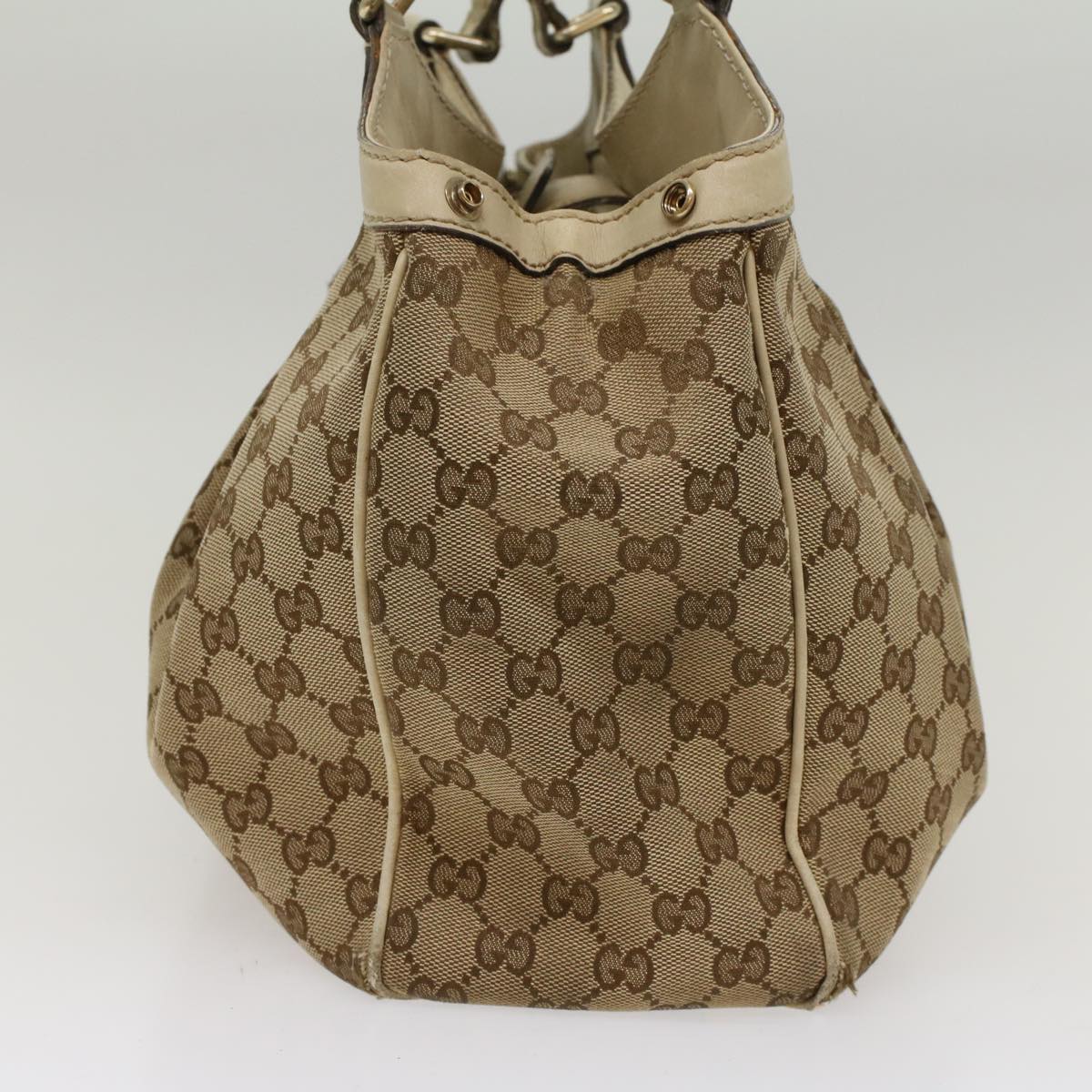 Luxury Gucci GG Canvas Hand Bag Beige White  53669