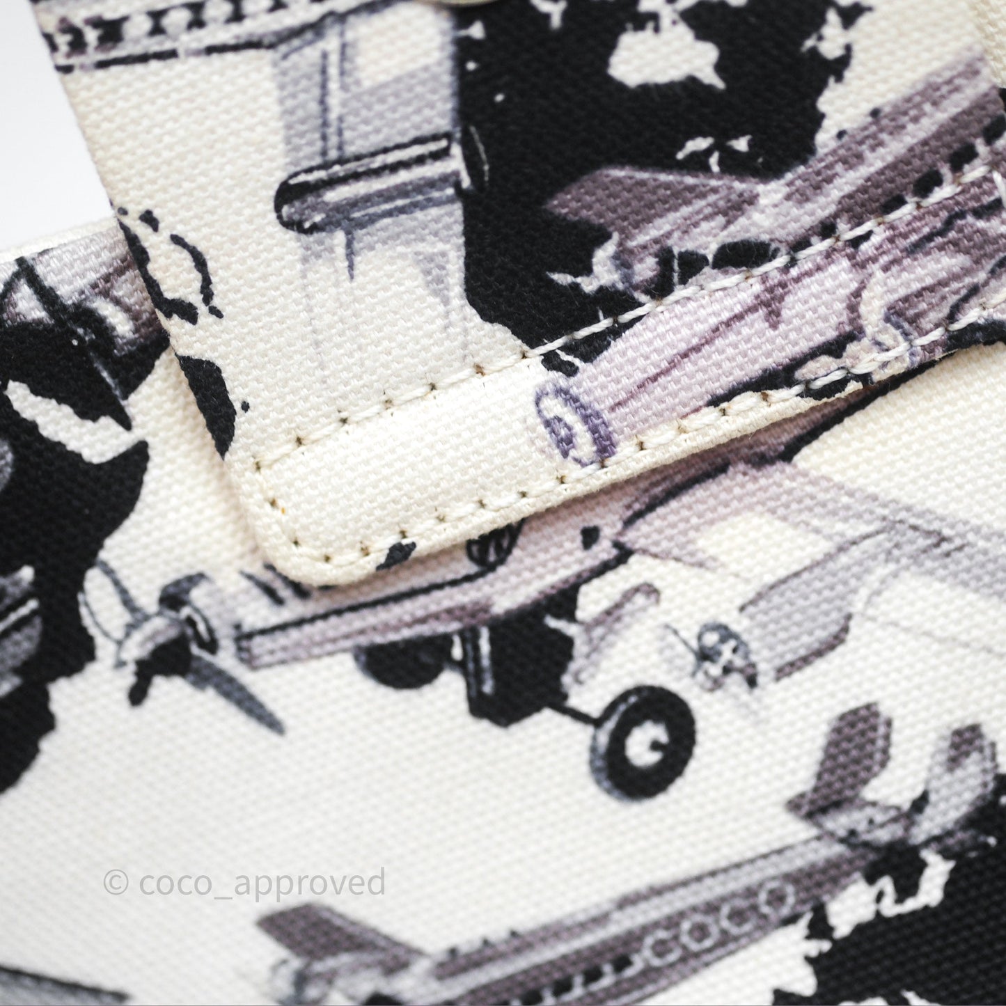 Chanel Quilted Airplane Printed Shoulder Flap Bag Canvas White
