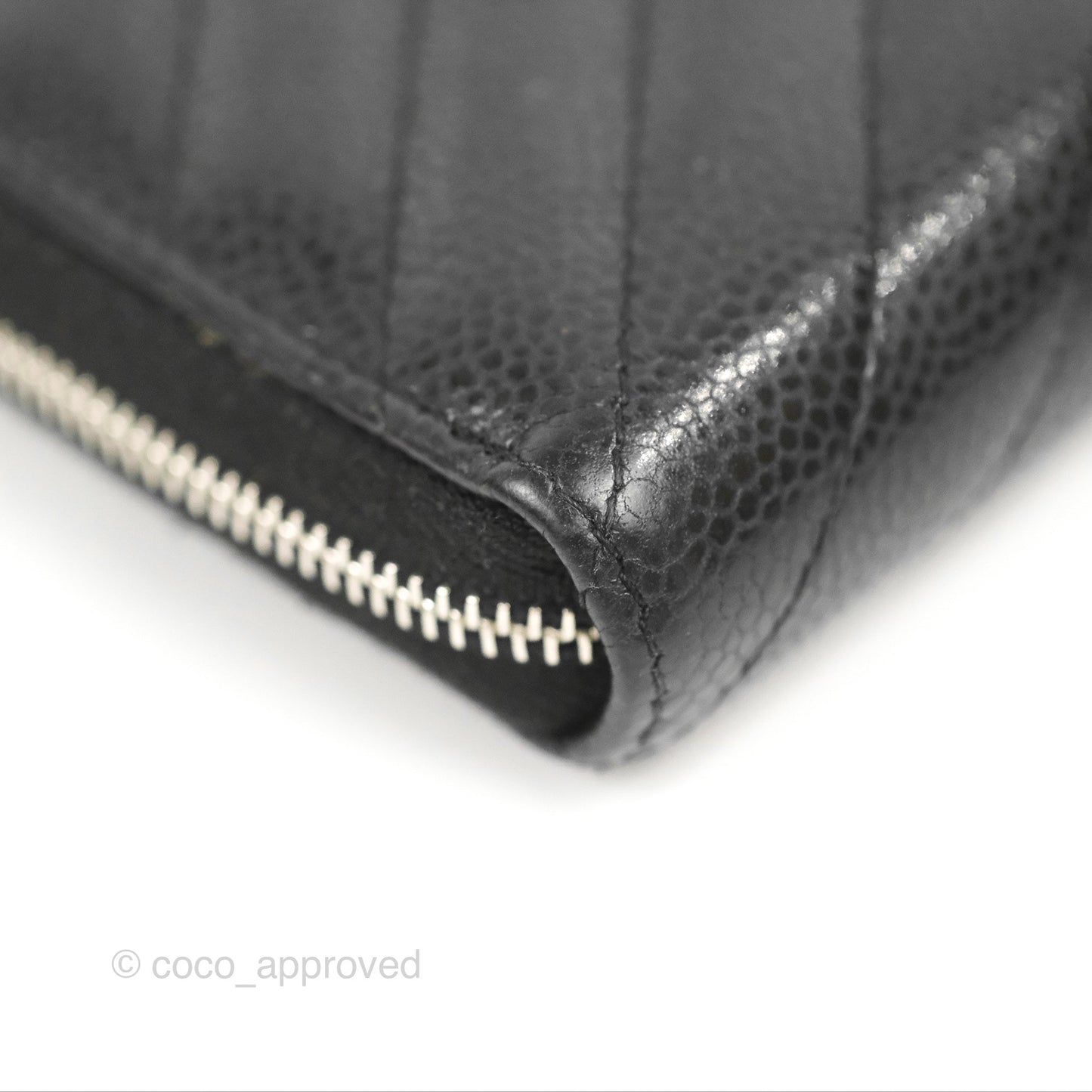 Chanel Medium Wallet Chevron Black Soft Caviar Silver Hardware