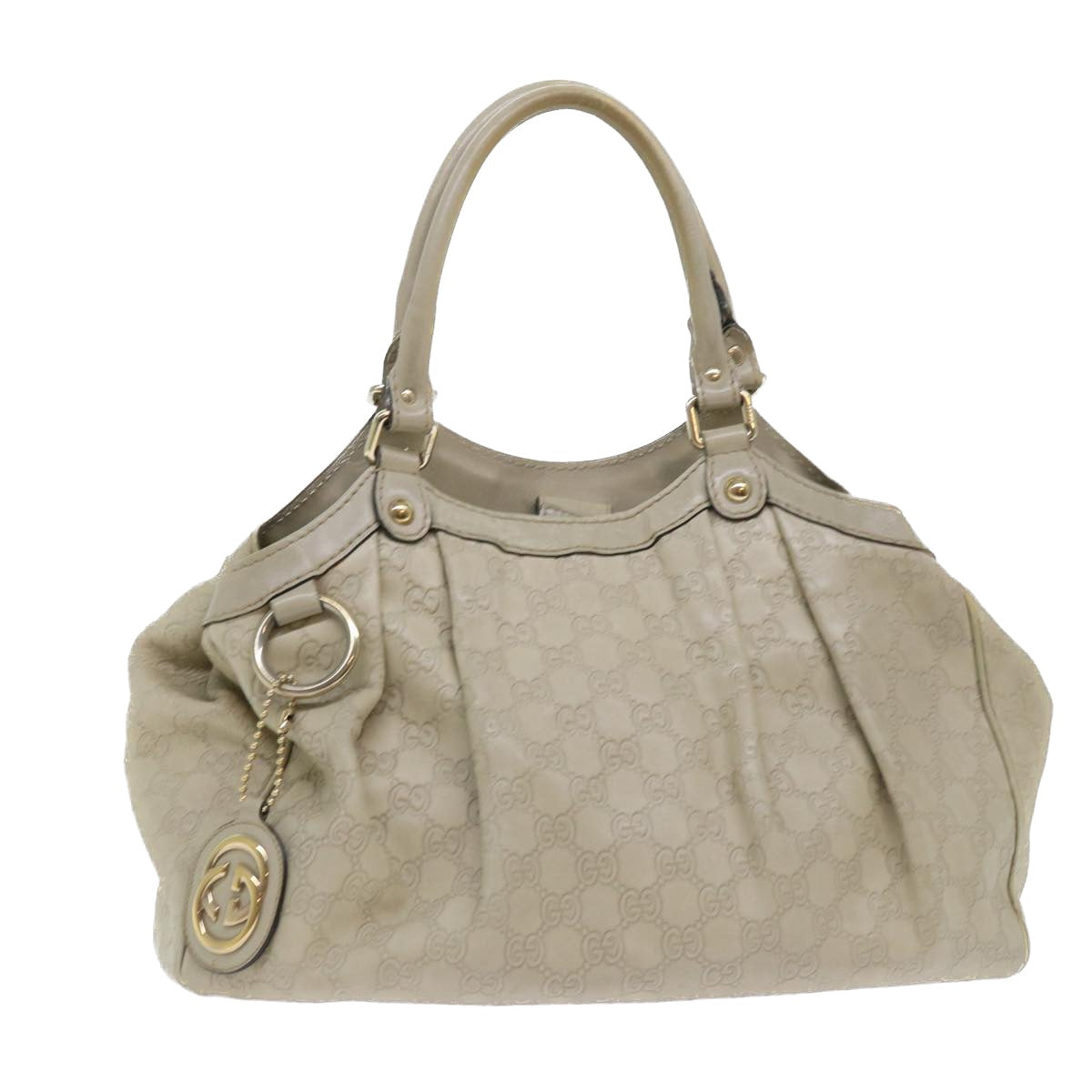 Luxury Gucci Guccissima GG Canvas Hand Bag Leather Cream Beige  53673