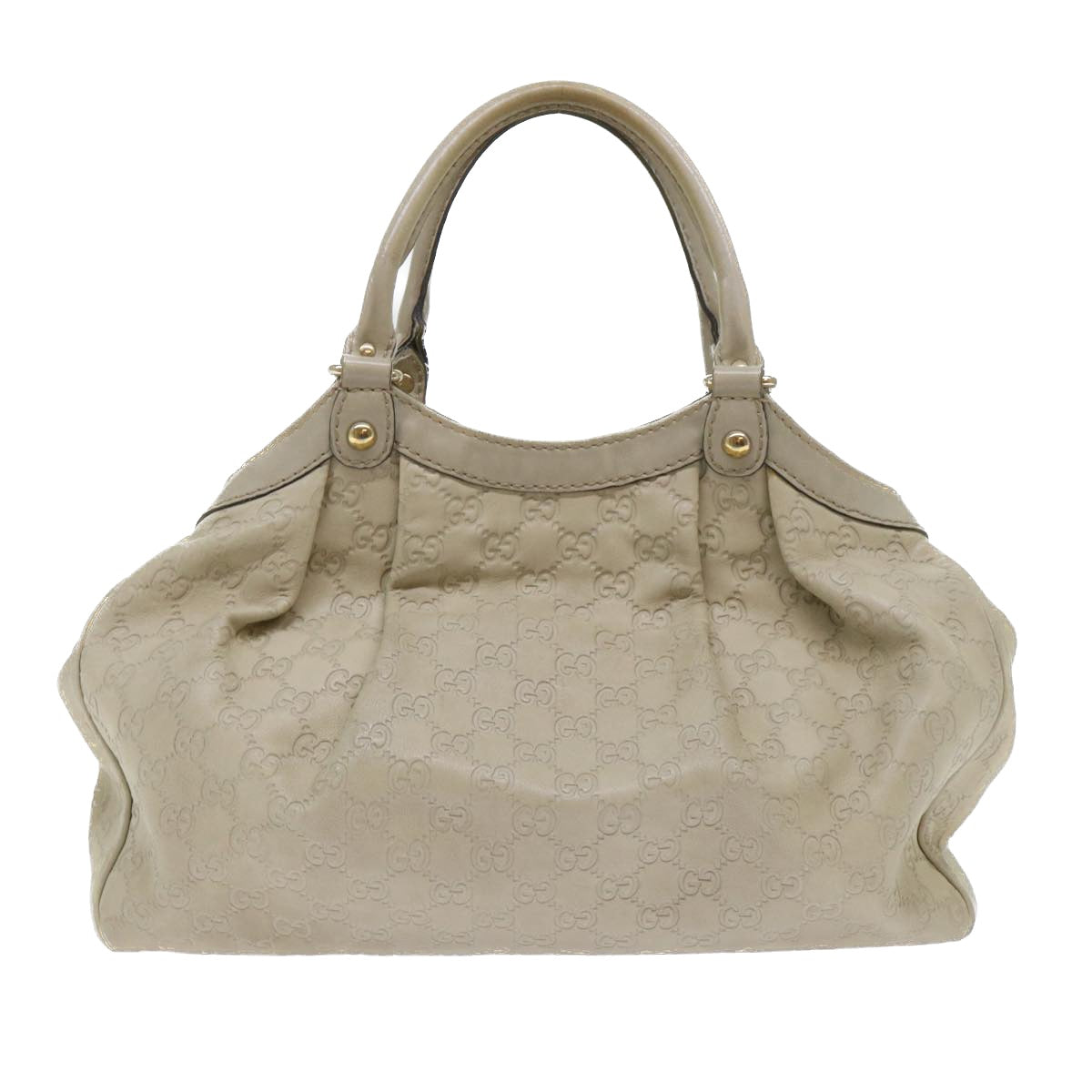 Luxury Gucci Guccissima GG Canvas Hand Bag Leather Cream Beige  53673