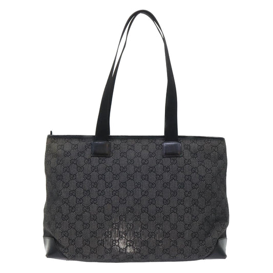Luxury Gucci GG Canvas Tote Bag Canvas Leather Black  53674