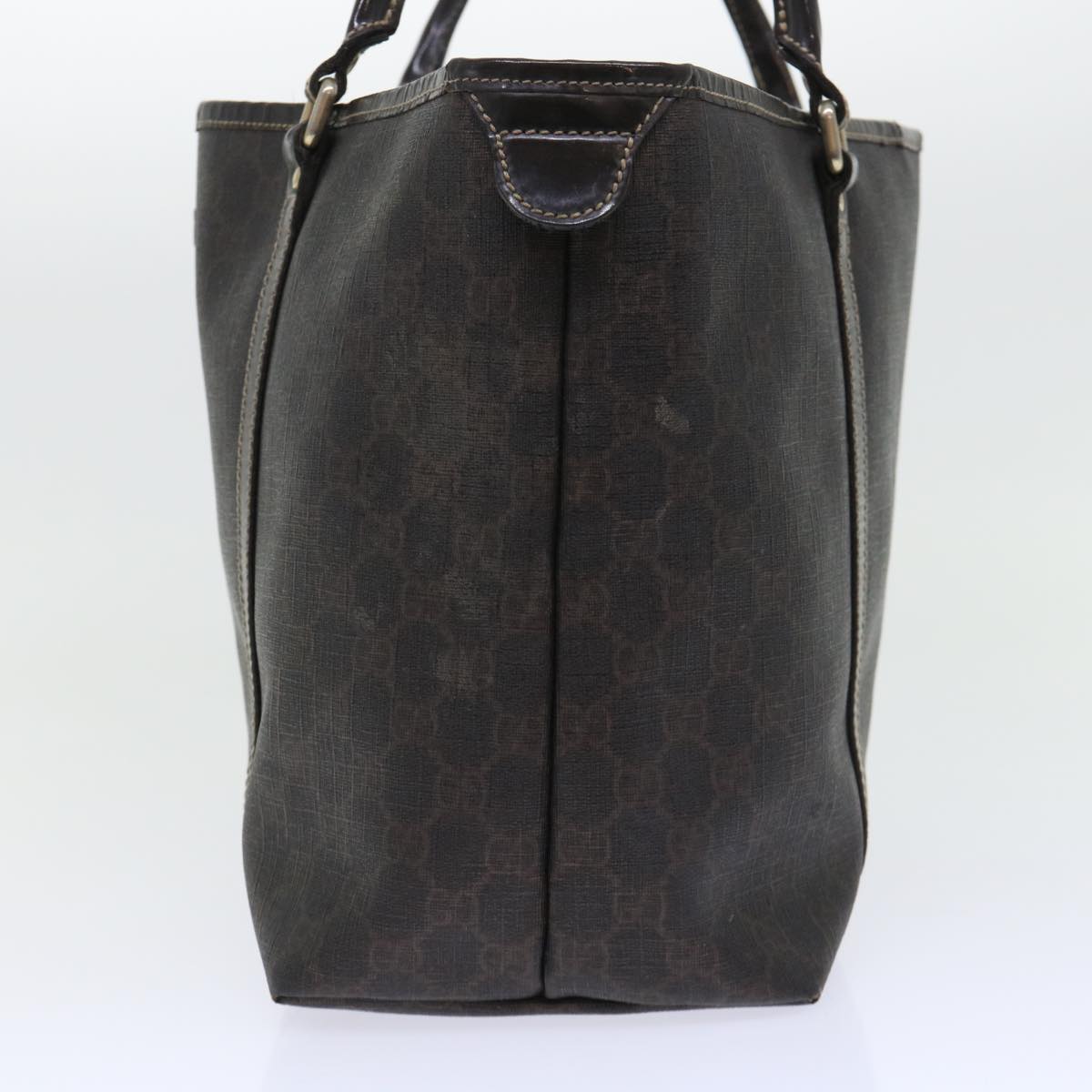Luxury Gucci GG Canvas Tote Bag PVC Leather Brown  53675