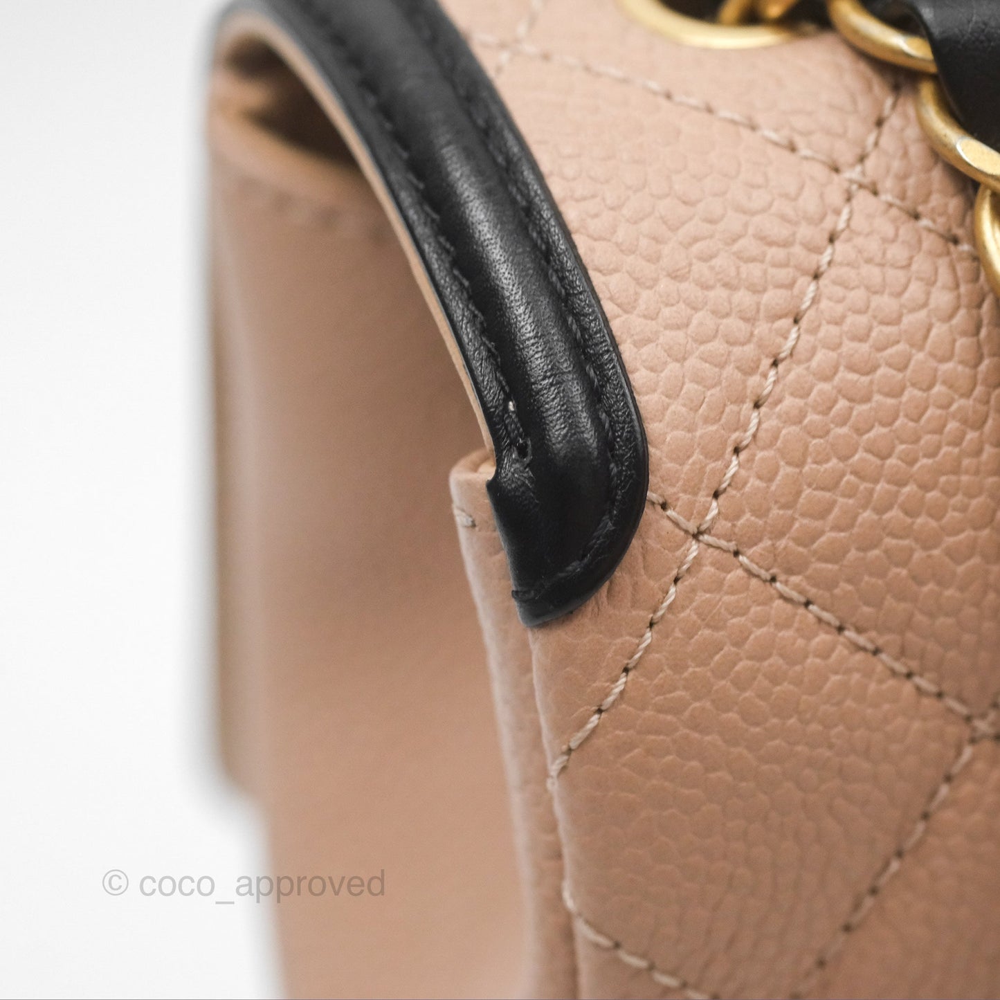 Chanel Quilted Medium CC Filigree Flap Beige Black Caviar