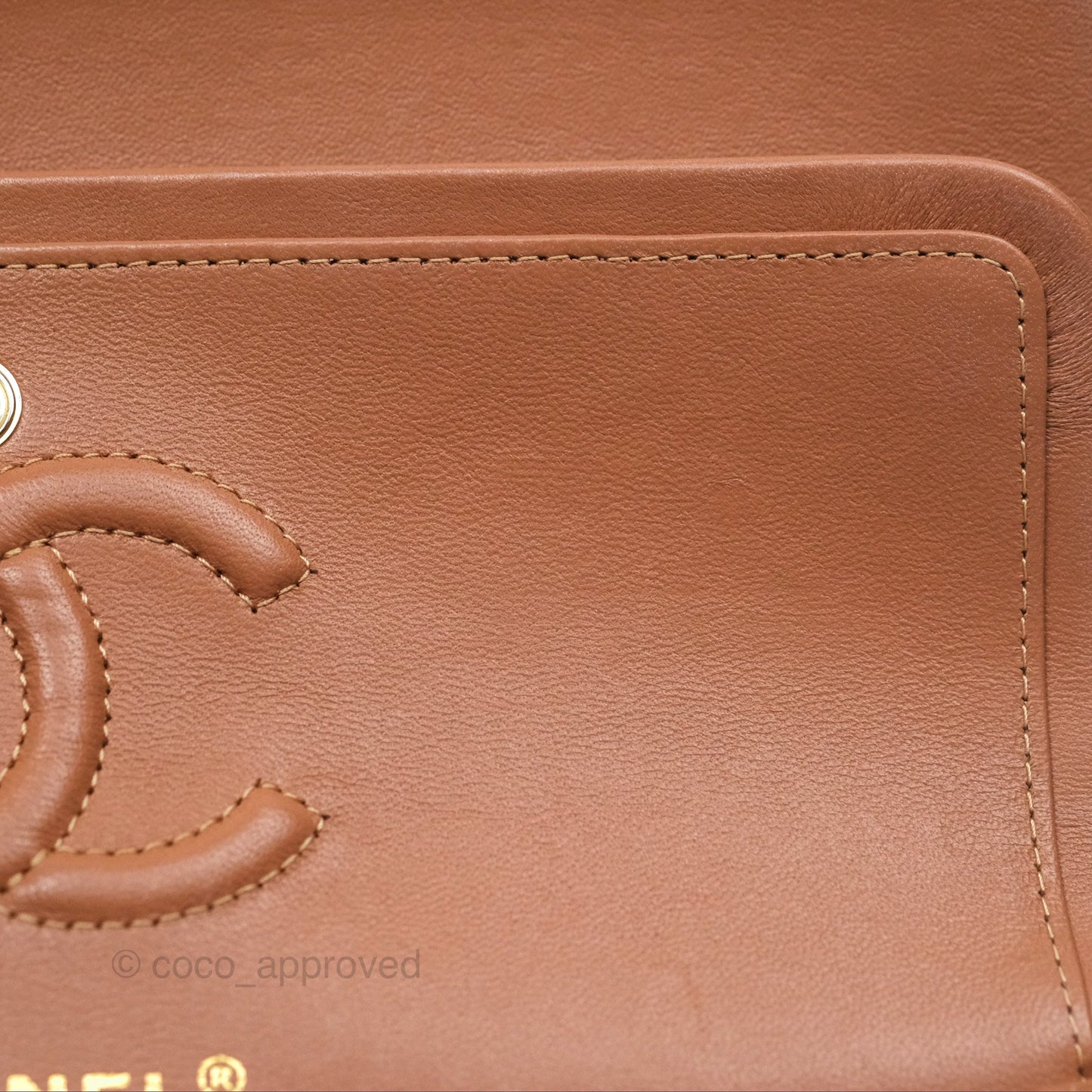 Chanel Small Classic Quilted Flap Dark Beige Caramel Lambskin Gold Hardware