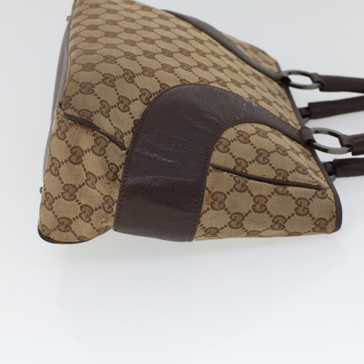 Luxury Gucci GG Canvas Hand Bag Canvas Leather Beige Brown  53680
