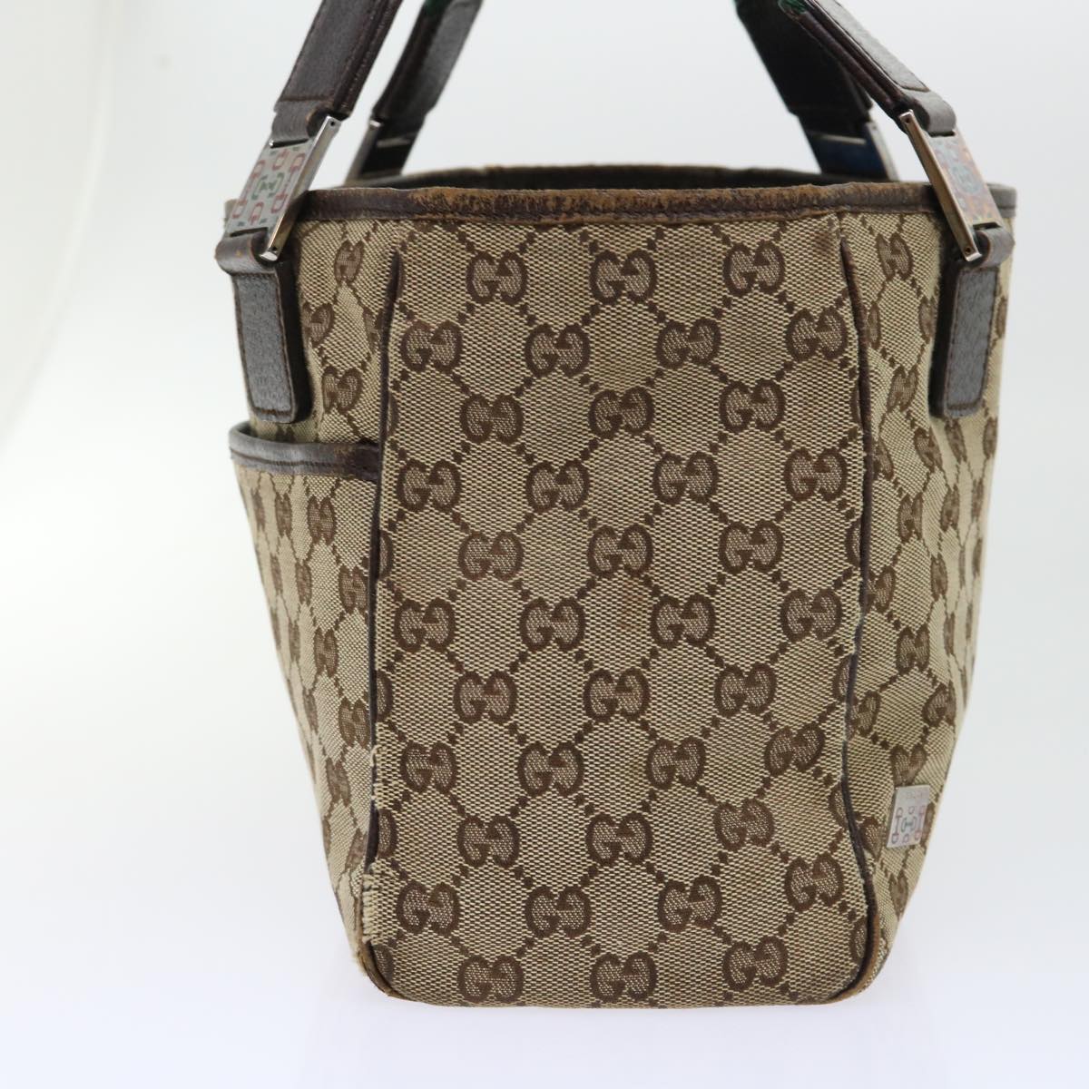 Luxury Gucci GG Canvas Web Sherry Line Hand Bag Canvas Leather Beige Green  53681