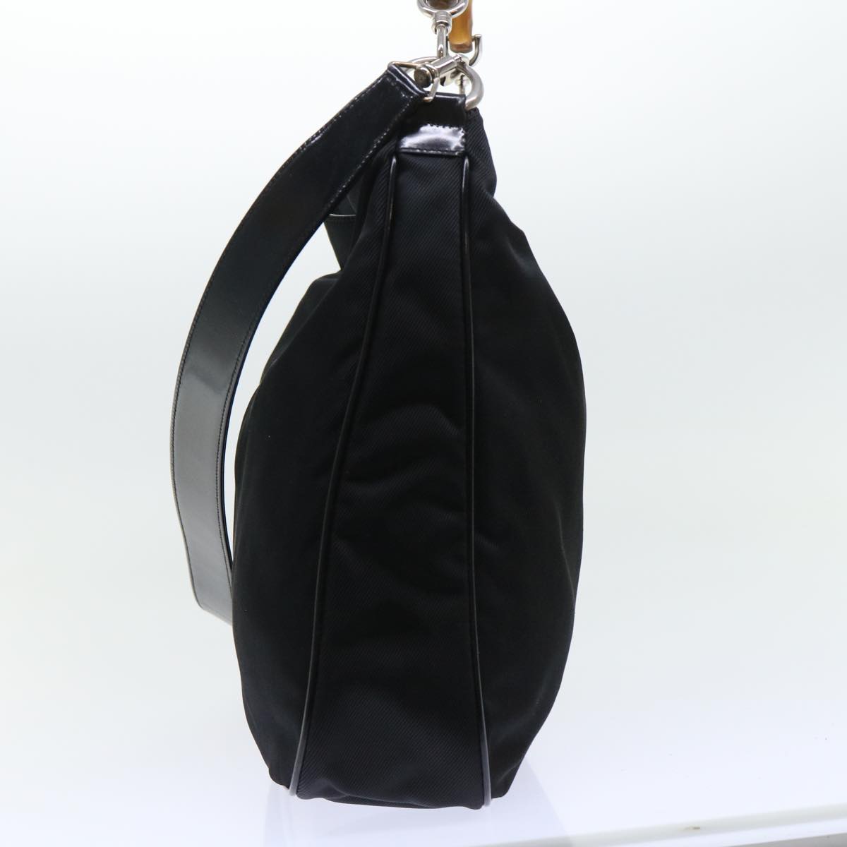 Luxury Gucci Bamboo Shoulder Bag Nylon 2way Black  53689