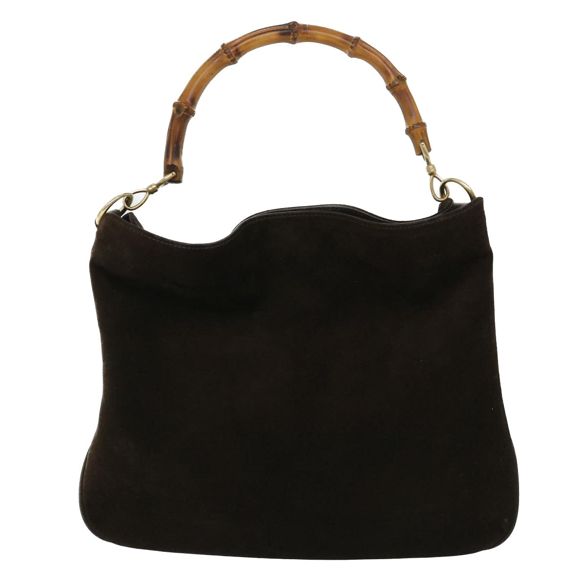 Luxury Gucci Bamboo Hand Bag Suede 2way Brown  53691
