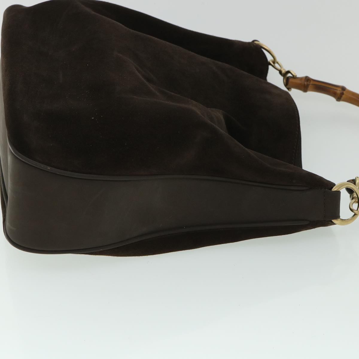 Luxury Gucci Bamboo Hand Bag Suede 2way Brown  53691