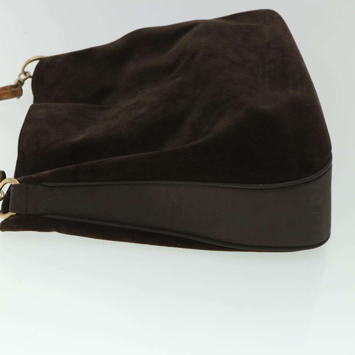 Luxury Gucci Bamboo Hand Bag Suede 2way Brown  53691