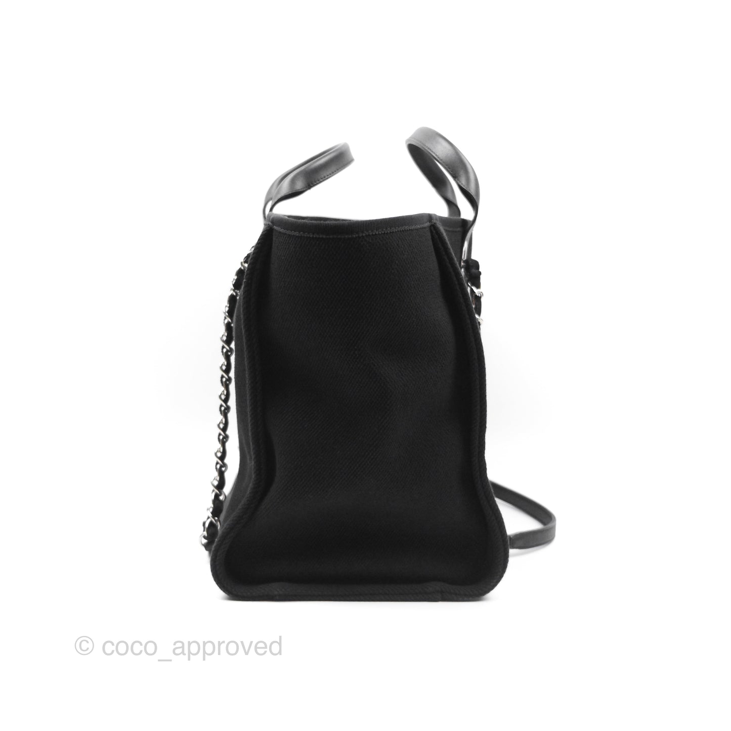 Chanel Medium Deauville Black Canvas Imitation Pearl