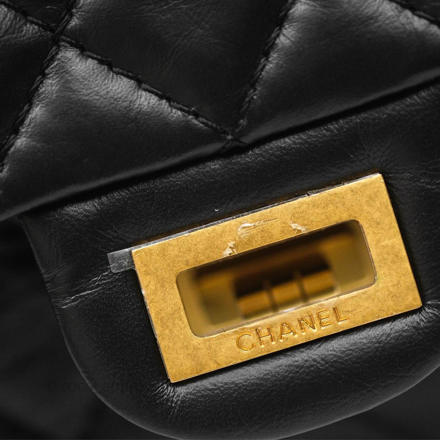 Chanel Mini Reissue 224 Black Aged Calfskin Gold Hardware