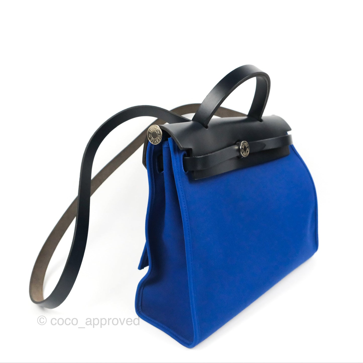 Hermès Herbag Zip 31 Bleu Électrique & Bleu Indigo Canvas Palladium Hardware