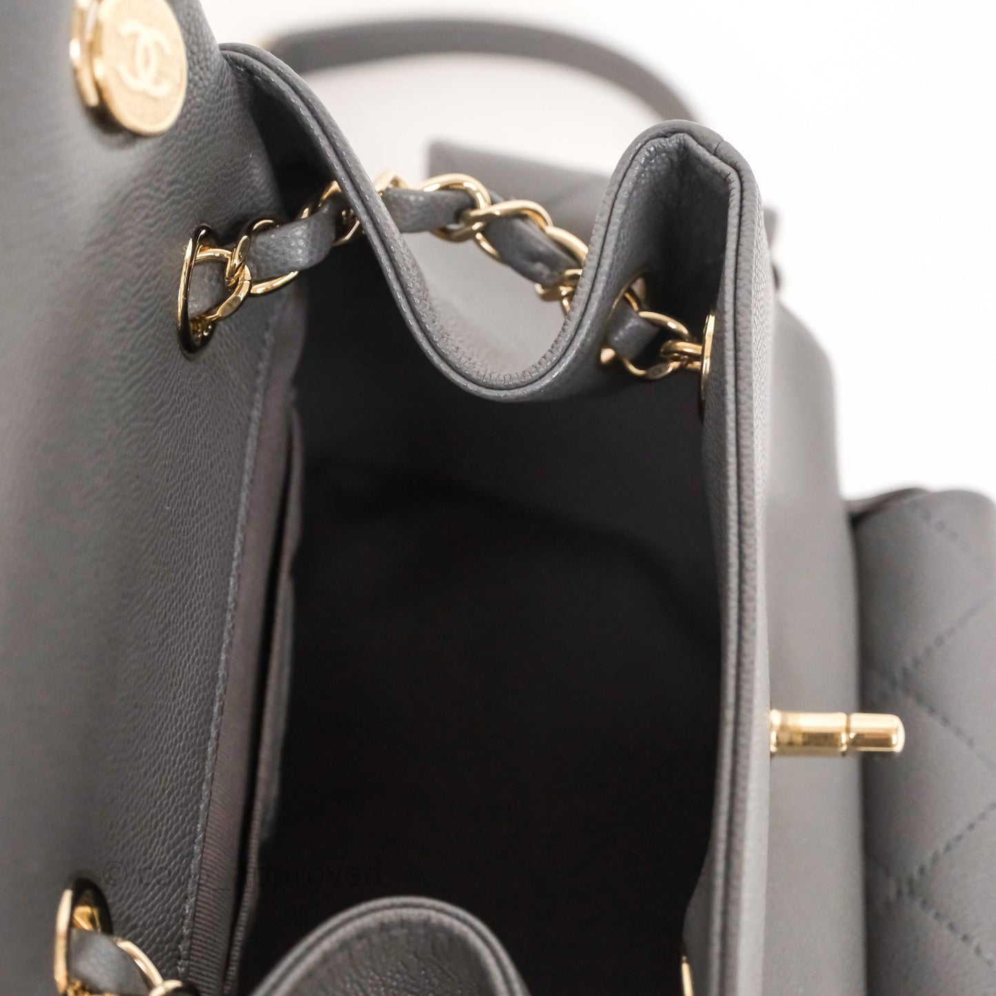 Chanel Small Duma Backpack Dark Grey Caviar Gold Hardware 23K